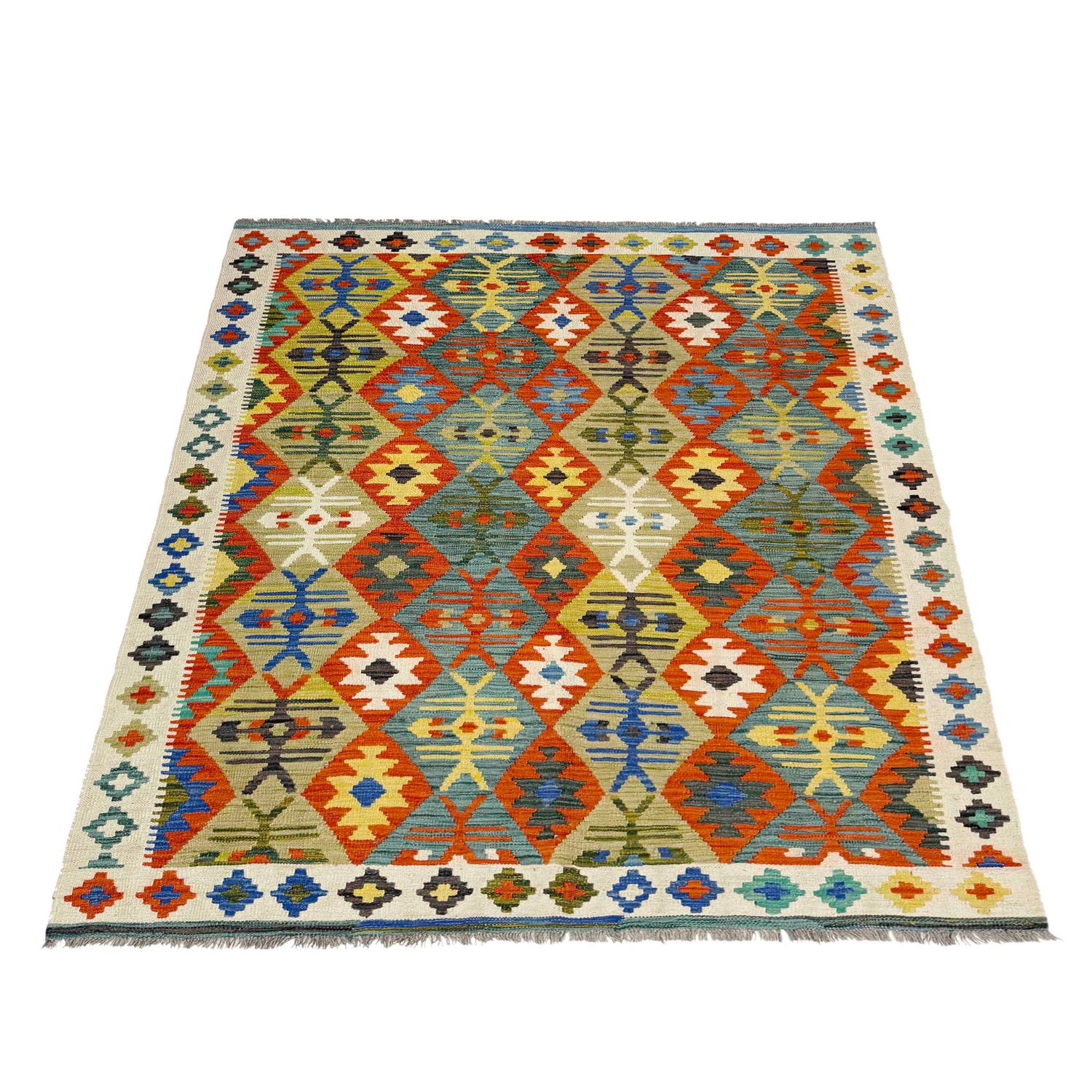 Handmade Vegetable Kilim 5' 1" x 6' 10" (ft) - No. R39030