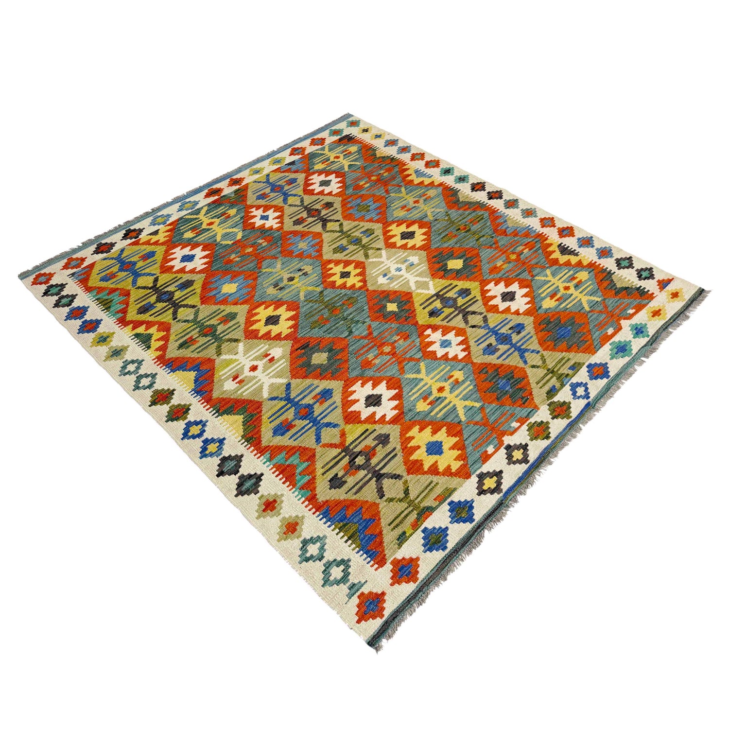 Handmade Vegetable Kilim 5' 1" x 6' 10" (ft) - No. R39030