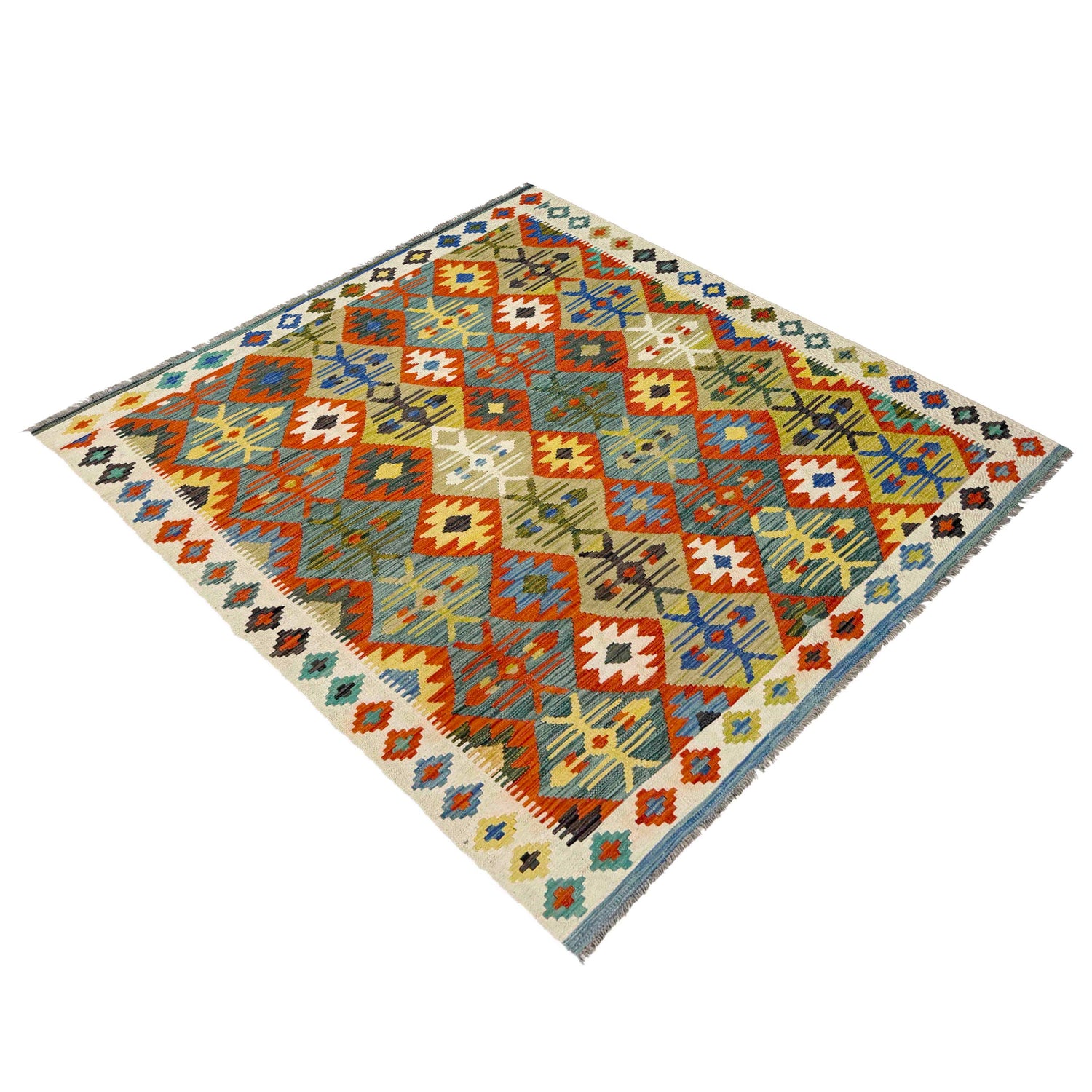 Handmade Vegetable Kilim 5' 1" x 6' 10" (ft) - No. R39030
