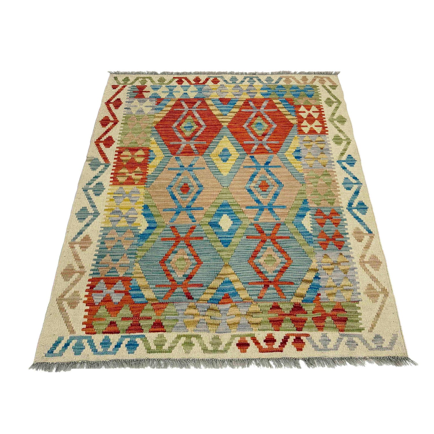 Handmade Vegetable Kelim 3' 5" x 5' 2" (ft) - No. R39031