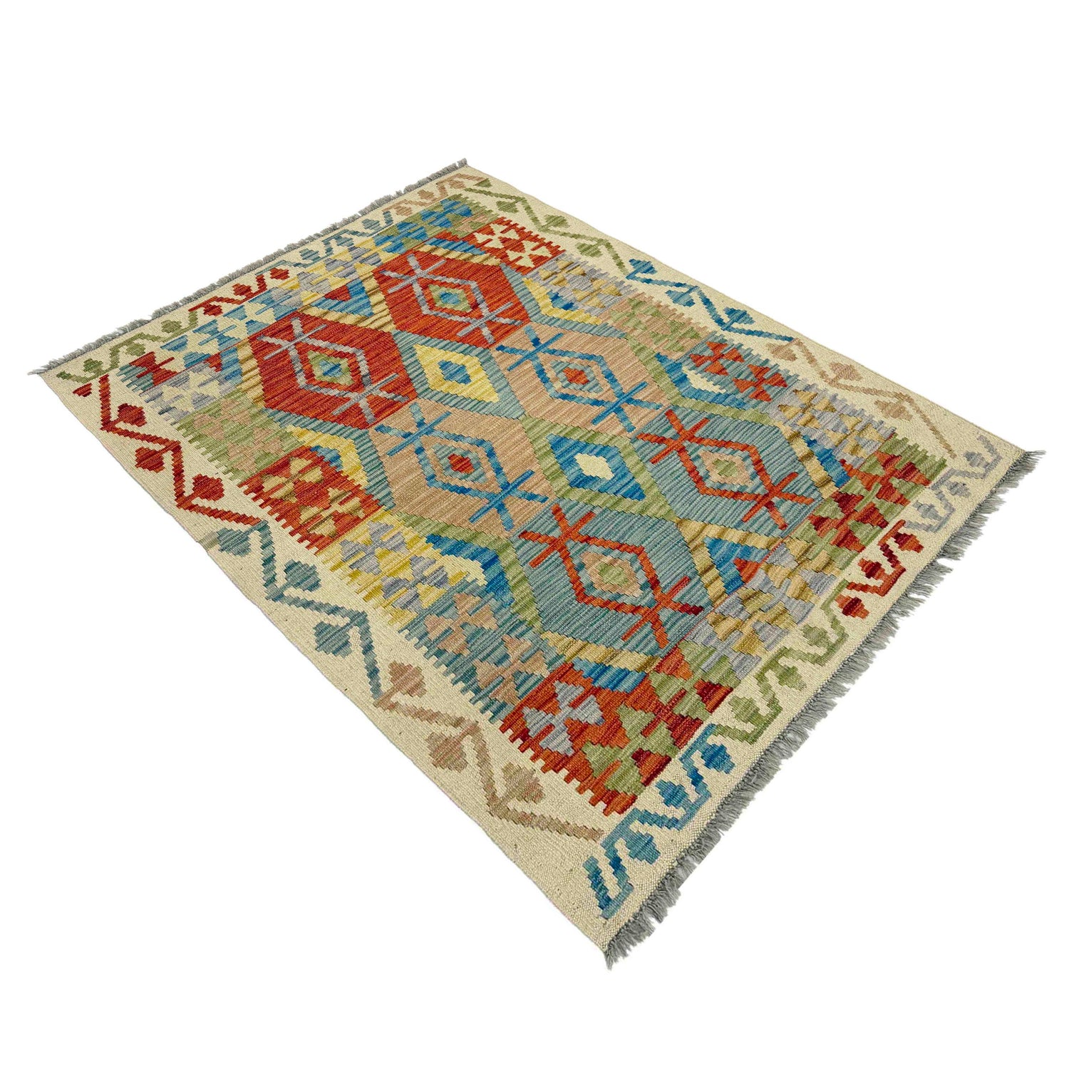 Handmade Vegetable Kelim 3' 5" x 5' 2" (ft) - No. R39031