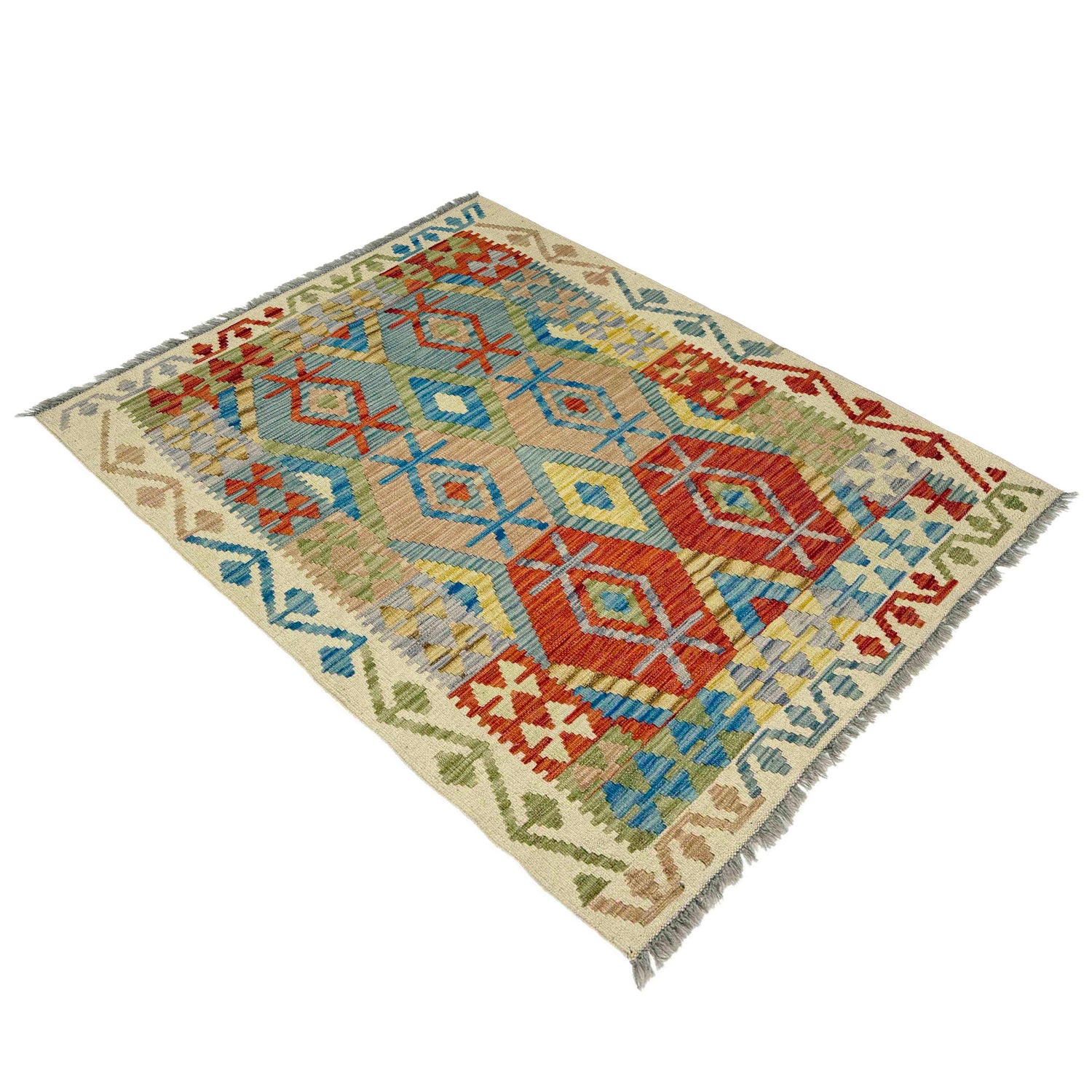 Handmade Vegetable Kelim 3' 5" x 5' 2" (ft) - No. R39031
