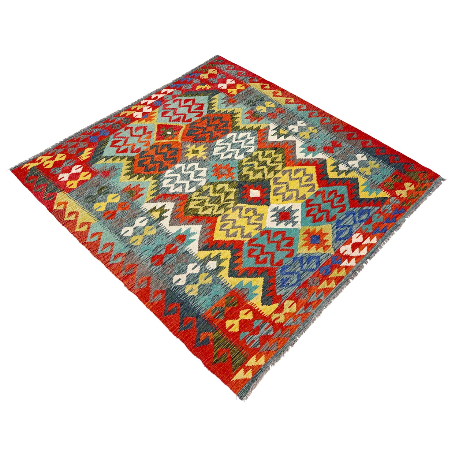 Handmade Vegetable Kelim 5' 1" x 6' 8" (ft) - No. R39035