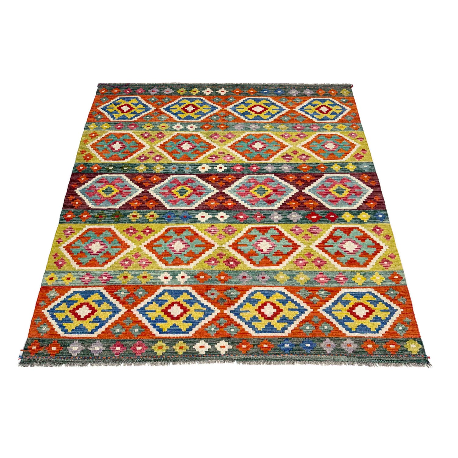 Handmade Vegetable Kilim 5' 2" x 6' 7" (ft) - No. R39036