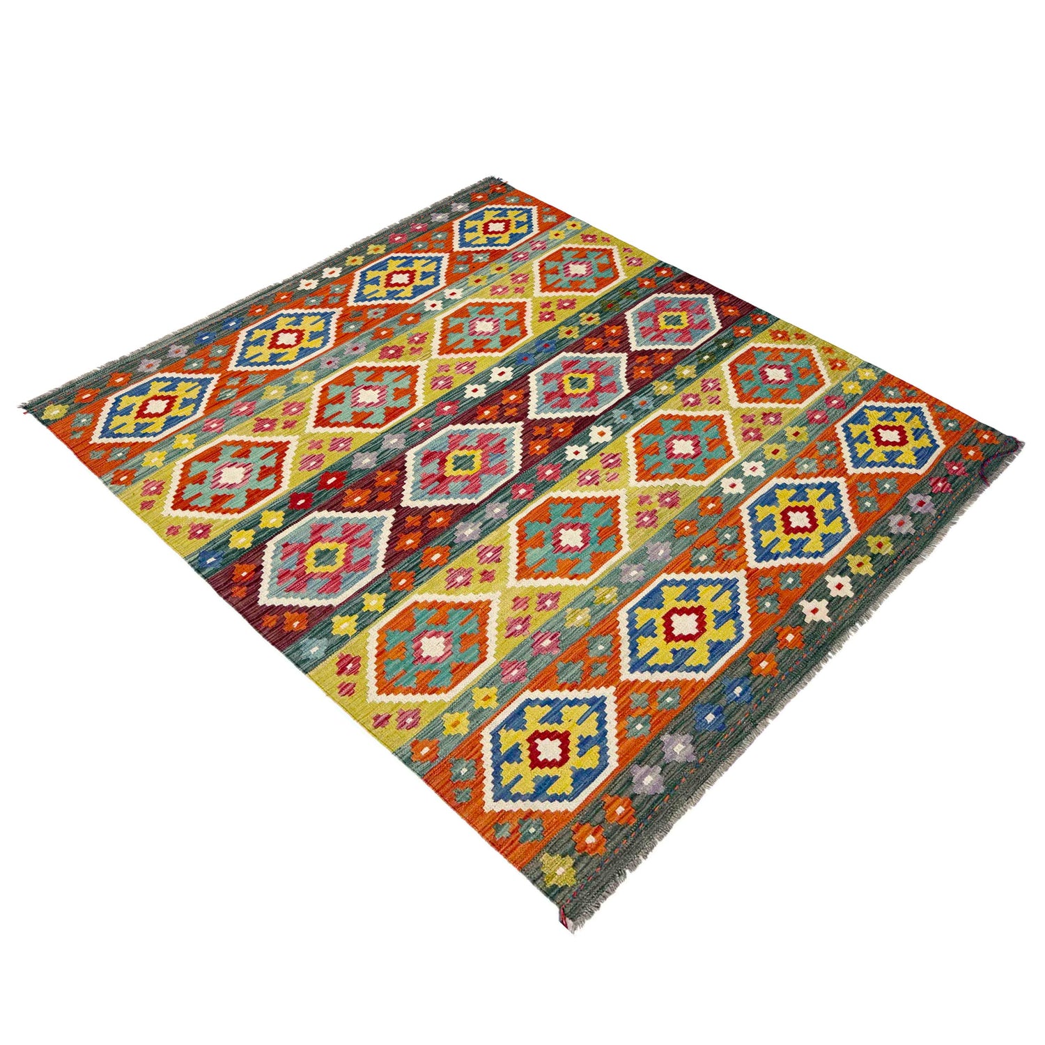 Handmade Vegetable Kilim 5' 2" x 6' 7" (ft) - No. R39036