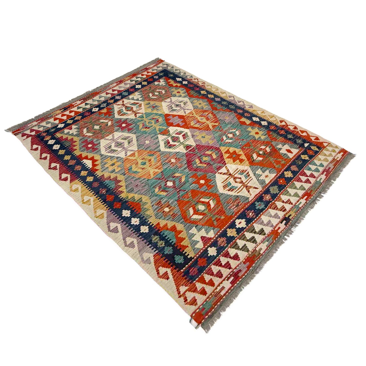 Handmade Vegetable Kelim 5' 0" x 6' 9" (ft) - No. R39037