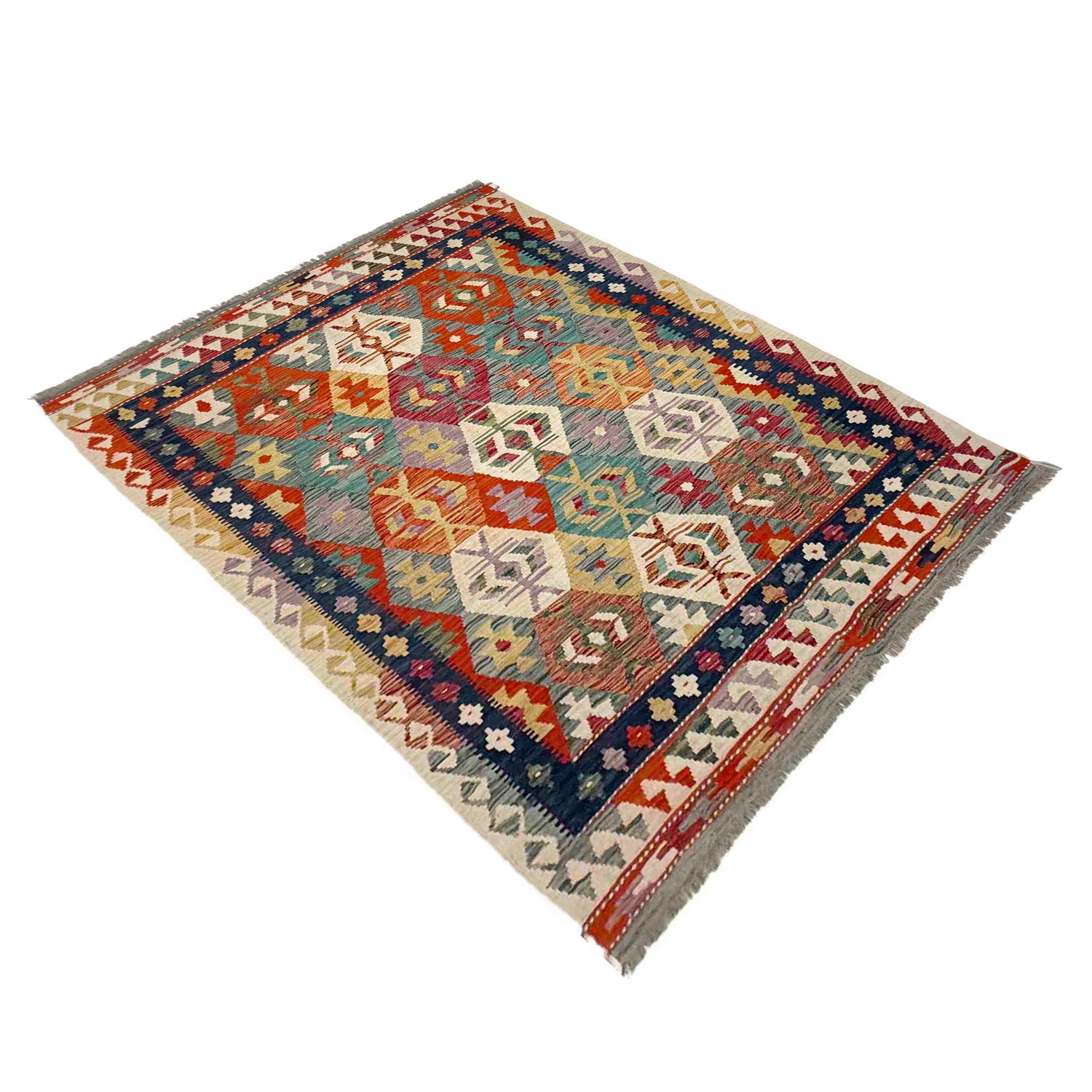 Handmade Vegetable Kelim 5' 0" x 6' 9" (ft) - No. R39037