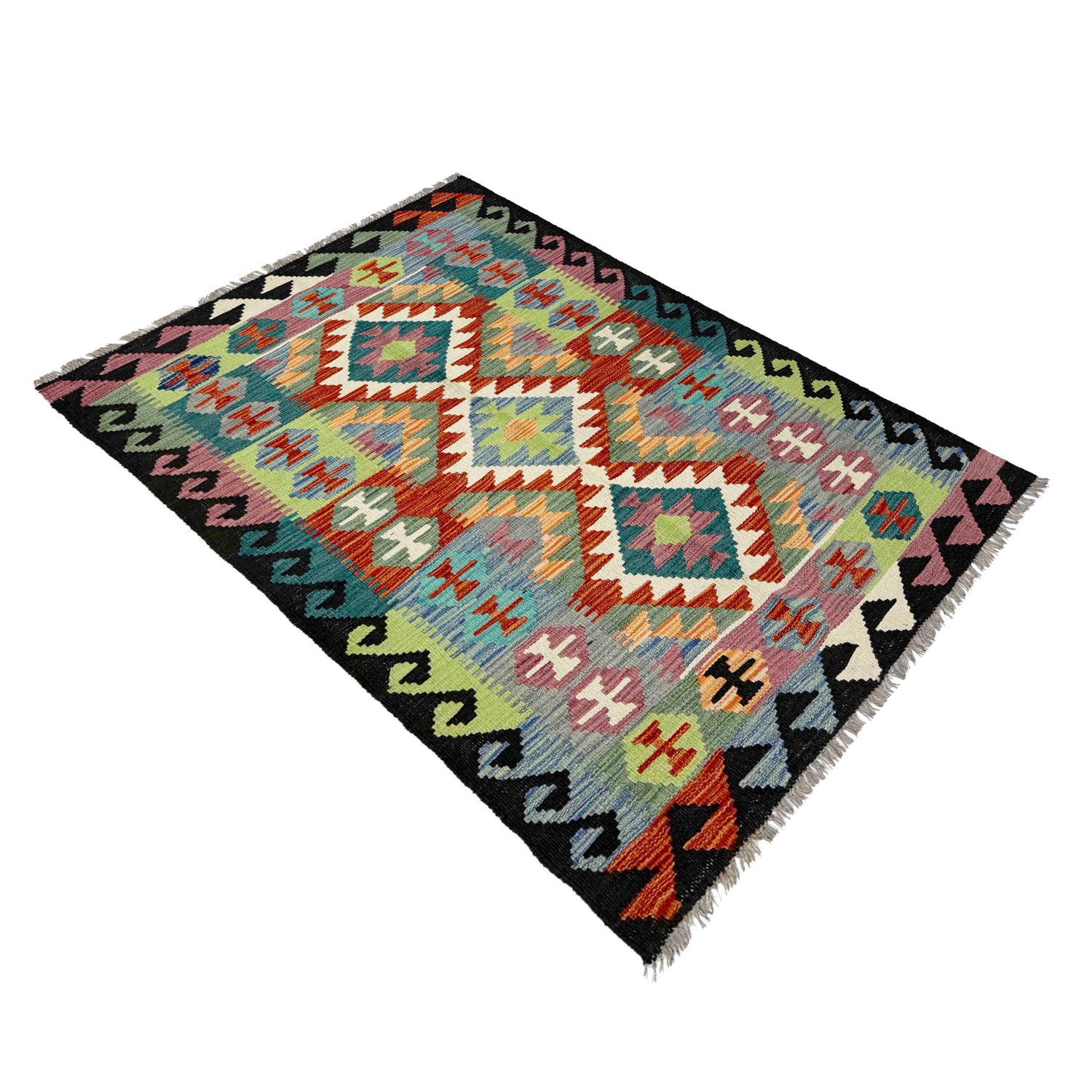 Handmade Vegetable Kelim 3' 1" x 5' 2" (ft) - No. R39038