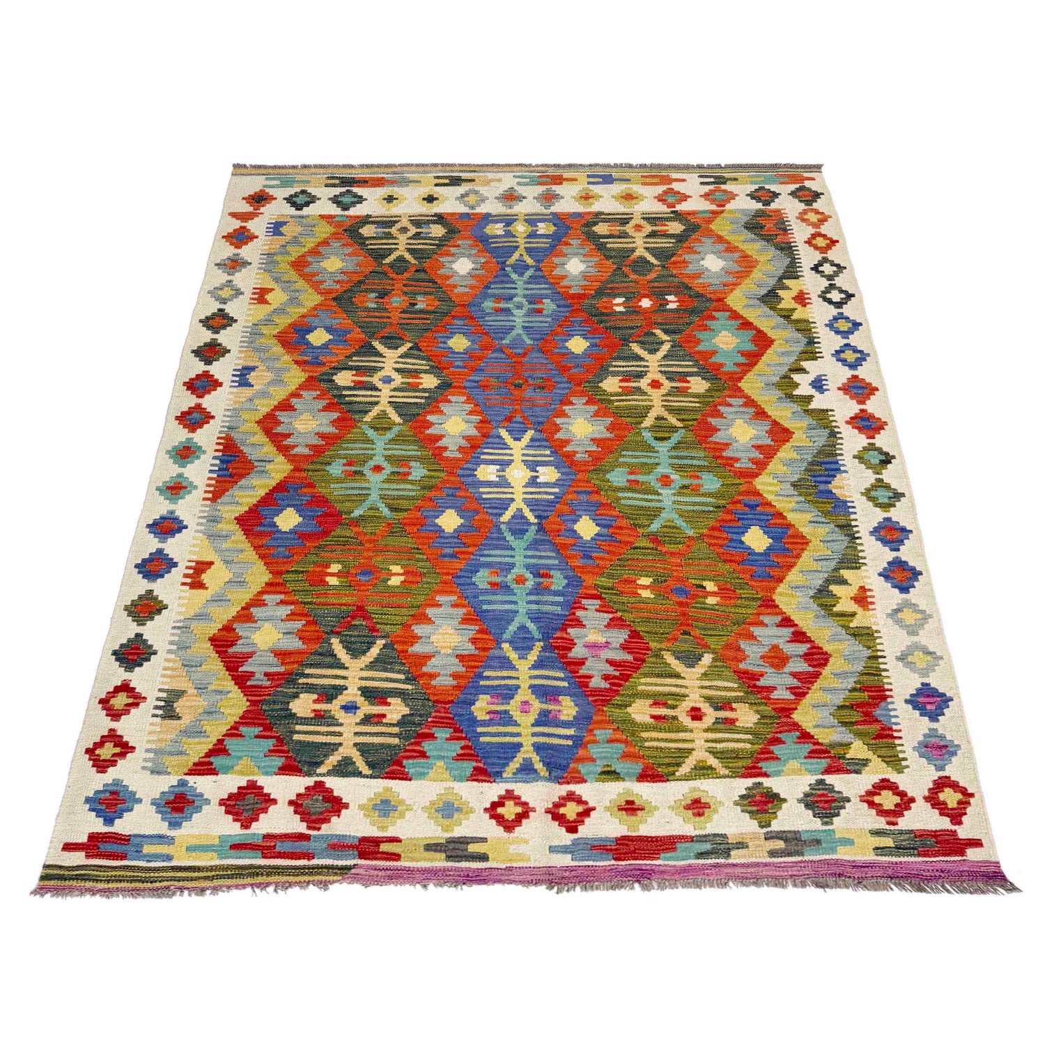 Handmade Vegetable Kilim 4' 11" x 6' 7" (ft) - No. R39050