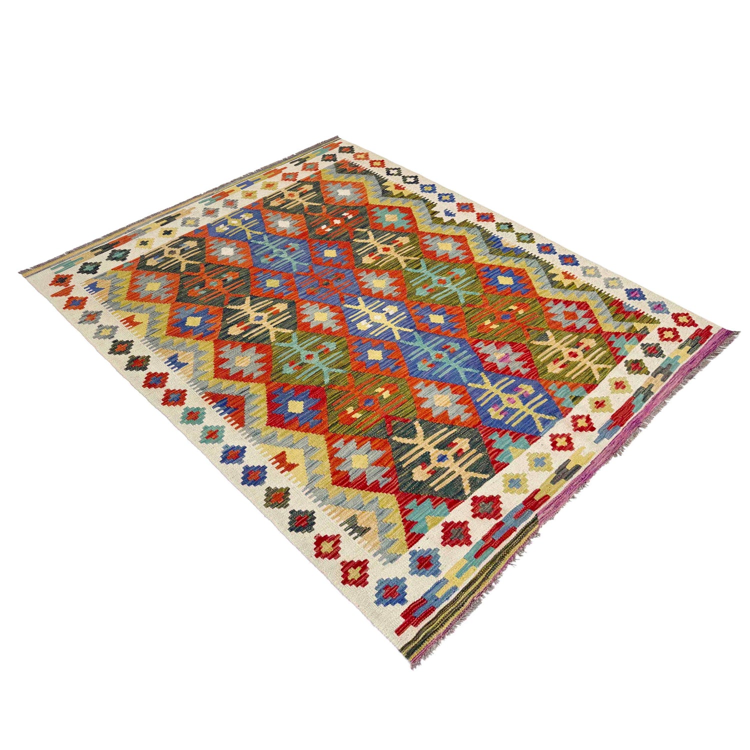 Handmade Vegetable Kilim 4' 11" x 6' 7" (ft) - No. R39050