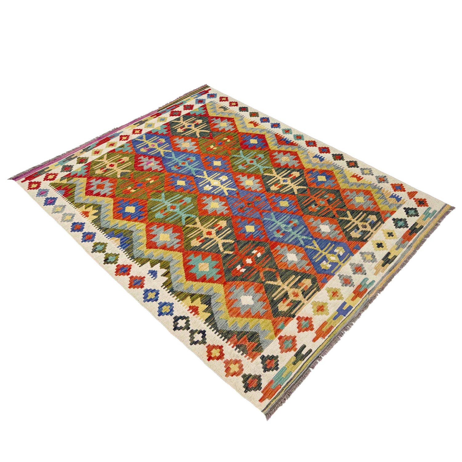 Handmade Vegetable Kilim 4' 11" x 6' 7" (ft) - No. R39050
