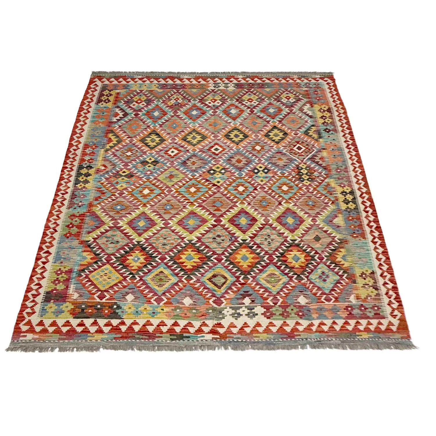 Handmade Vegetable Kilim 5' 11" x 8' 1" (ft) - No. R39062