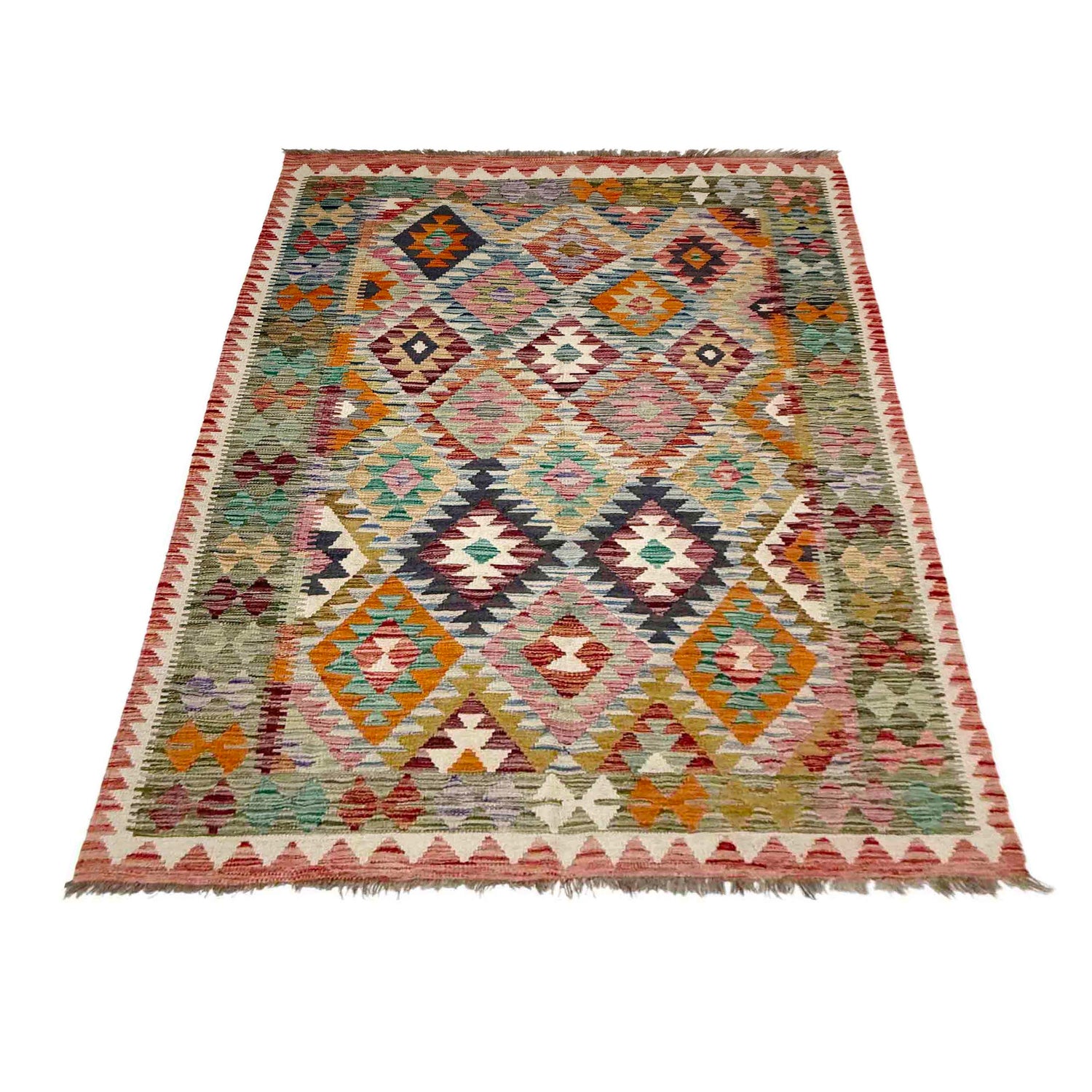 Handmade Vegetable Kelim 5' 1" x 7' 7" (ft) - No. R39065