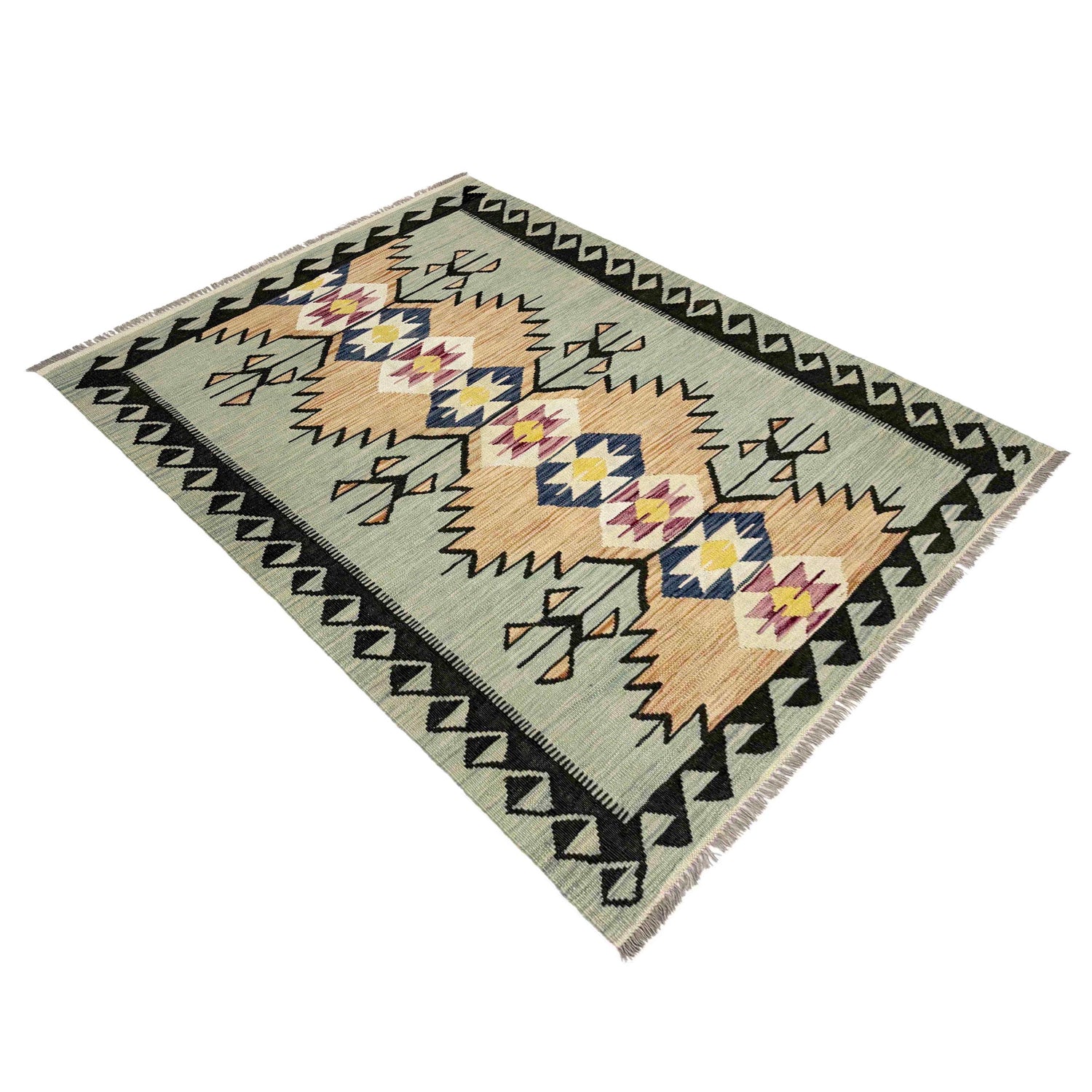 Handmade Vegetable Kilim 4' 1" x 6' 2" (ft) - No. R39076