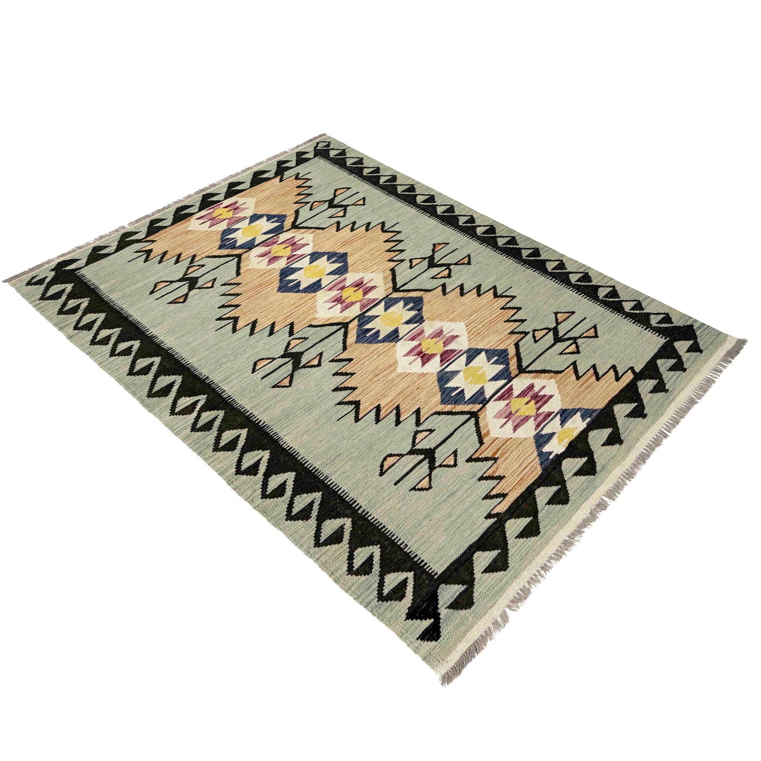 Handmade Vegetable Kilim 4' 1" x 6' 2" (ft) - No. R39076