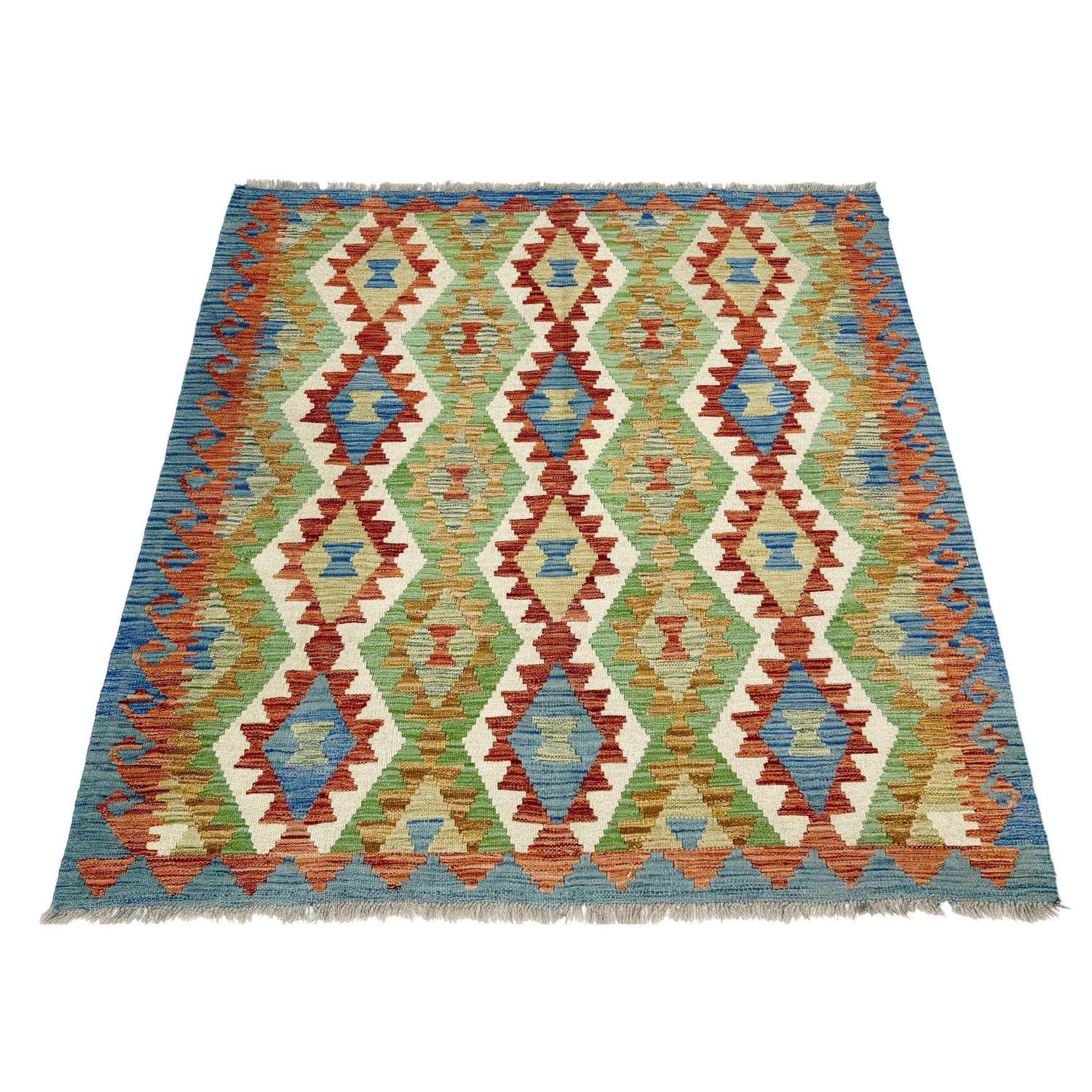 Handmade Vegetable Kelim 5' 0" x 5' 7" (ft) - No. R39077