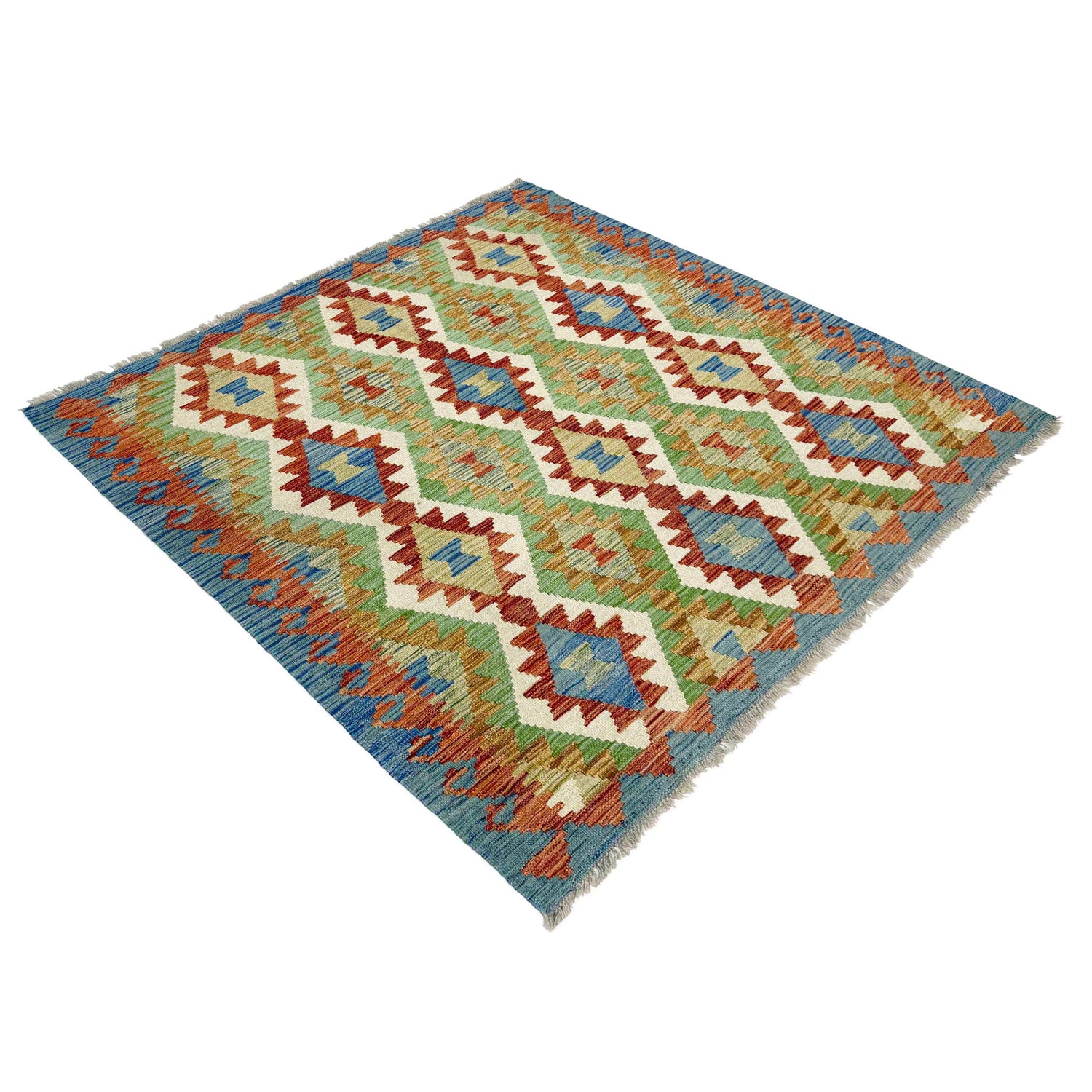 Handmade Vegetable Kelim 5' 0" x 5' 7" (ft) - No. R39077