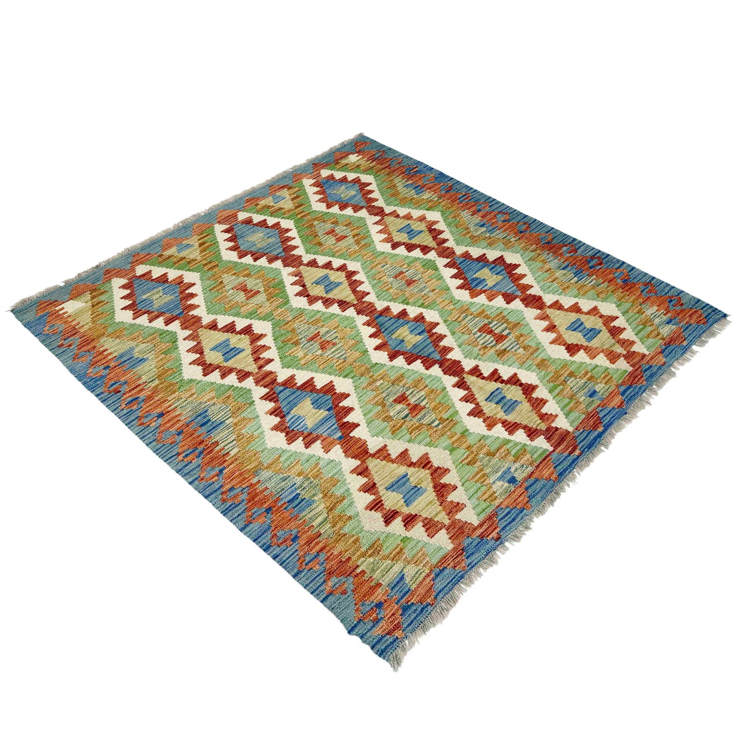 Handmade Vegetable Kelim 5' 0" x 5' 7" (ft) - No. R39077