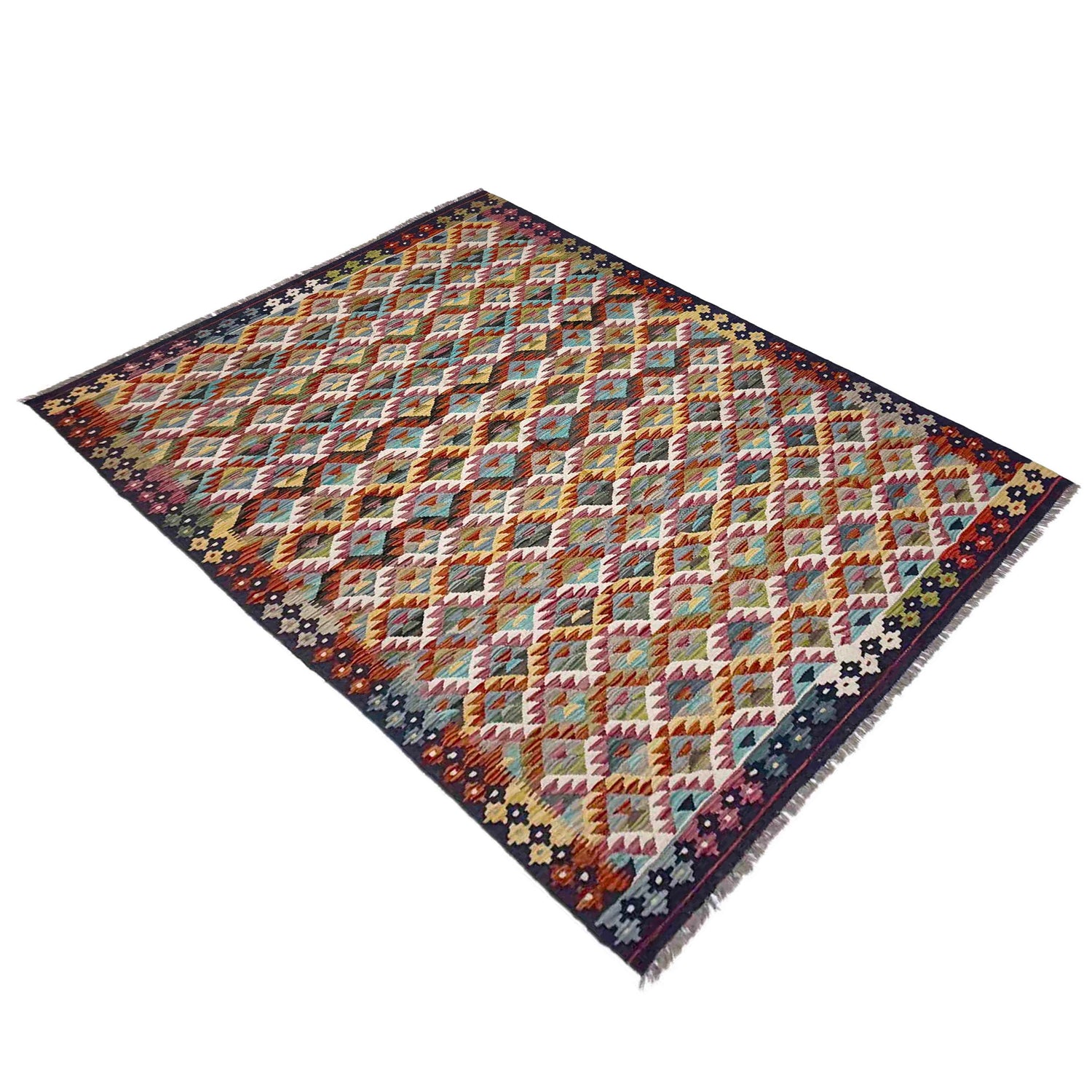 Handmade Vegetable Kilim 5' 11" x 8' 1" (ft) - No. R39079