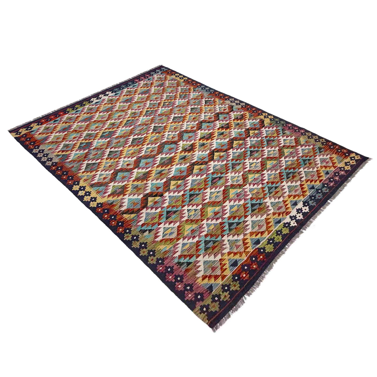 Handmade Vegetable Kilim 5' 11" x 8' 1" (ft) - No. R39079