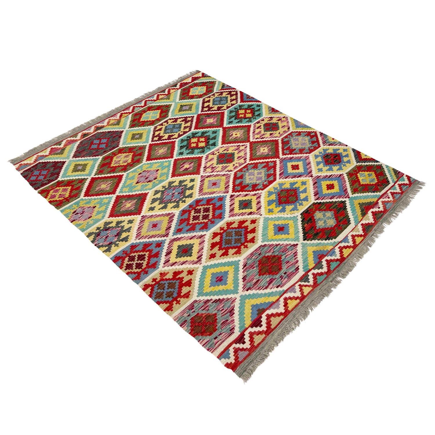 Handmade Vegetable Kilim 5' 2" x 6' 5" (ft) - No. R39080