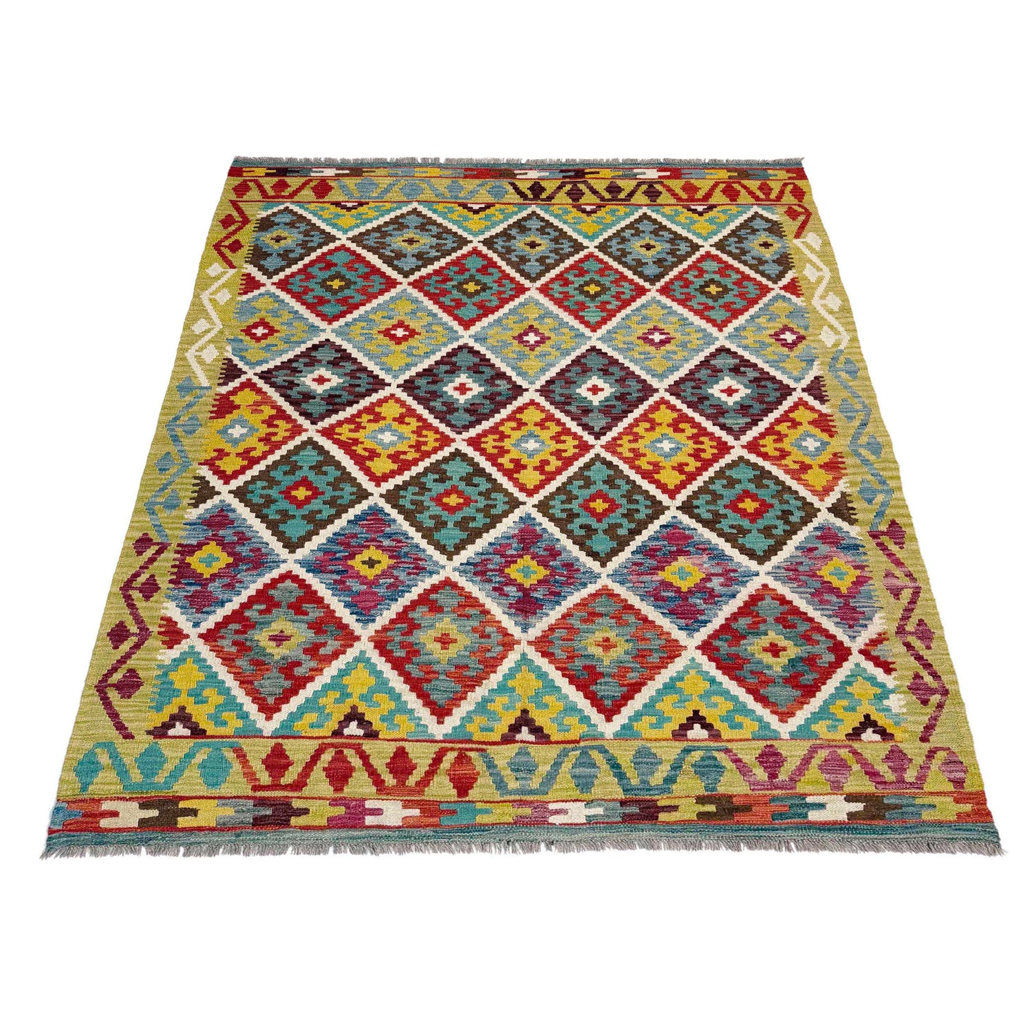 Handmade Vegetable Kelim 5' 1" x 6' 6" (ft) - No. R39084