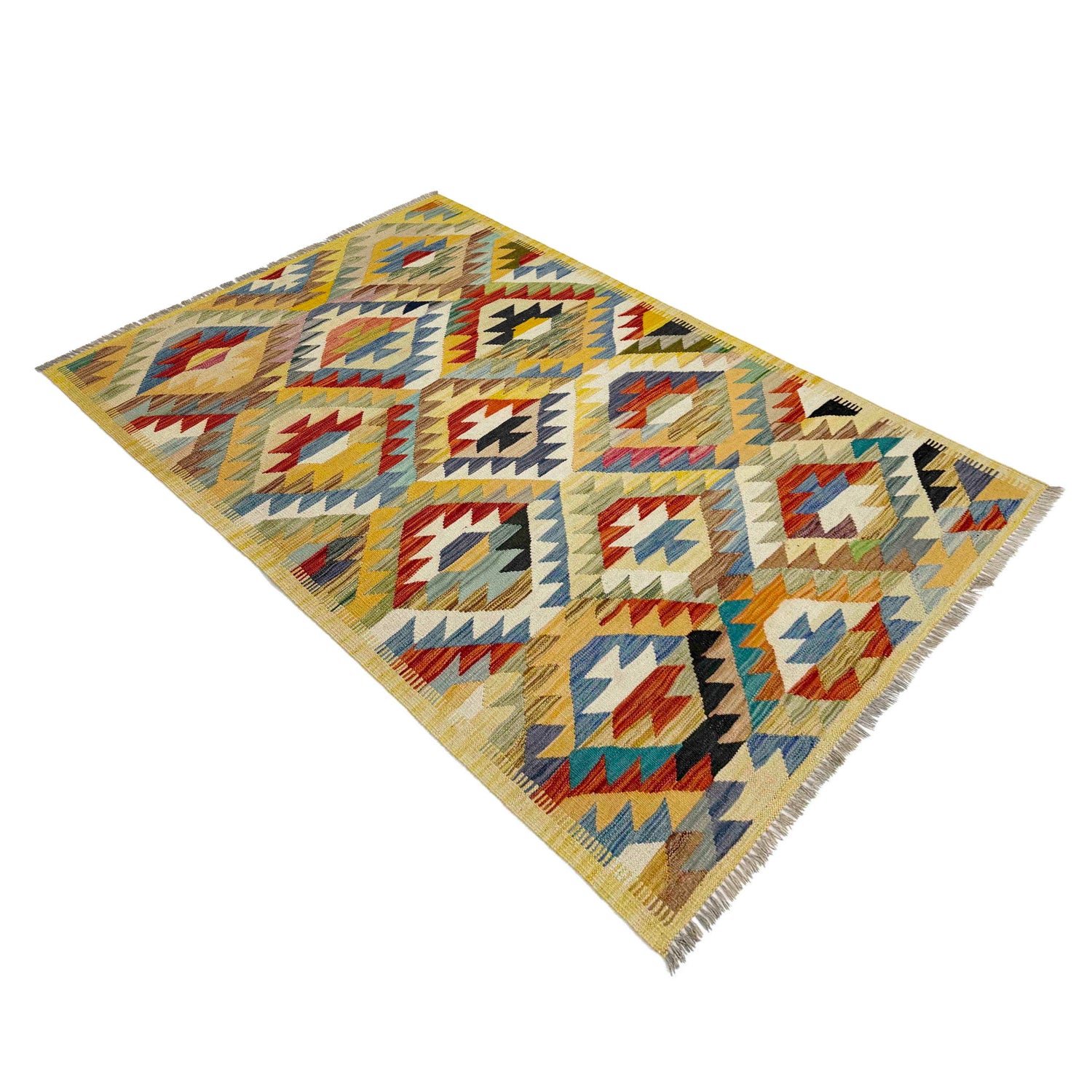 Handmade Vegetable Kelim 3' 11" x 5' 9" (ft) - No. R39086