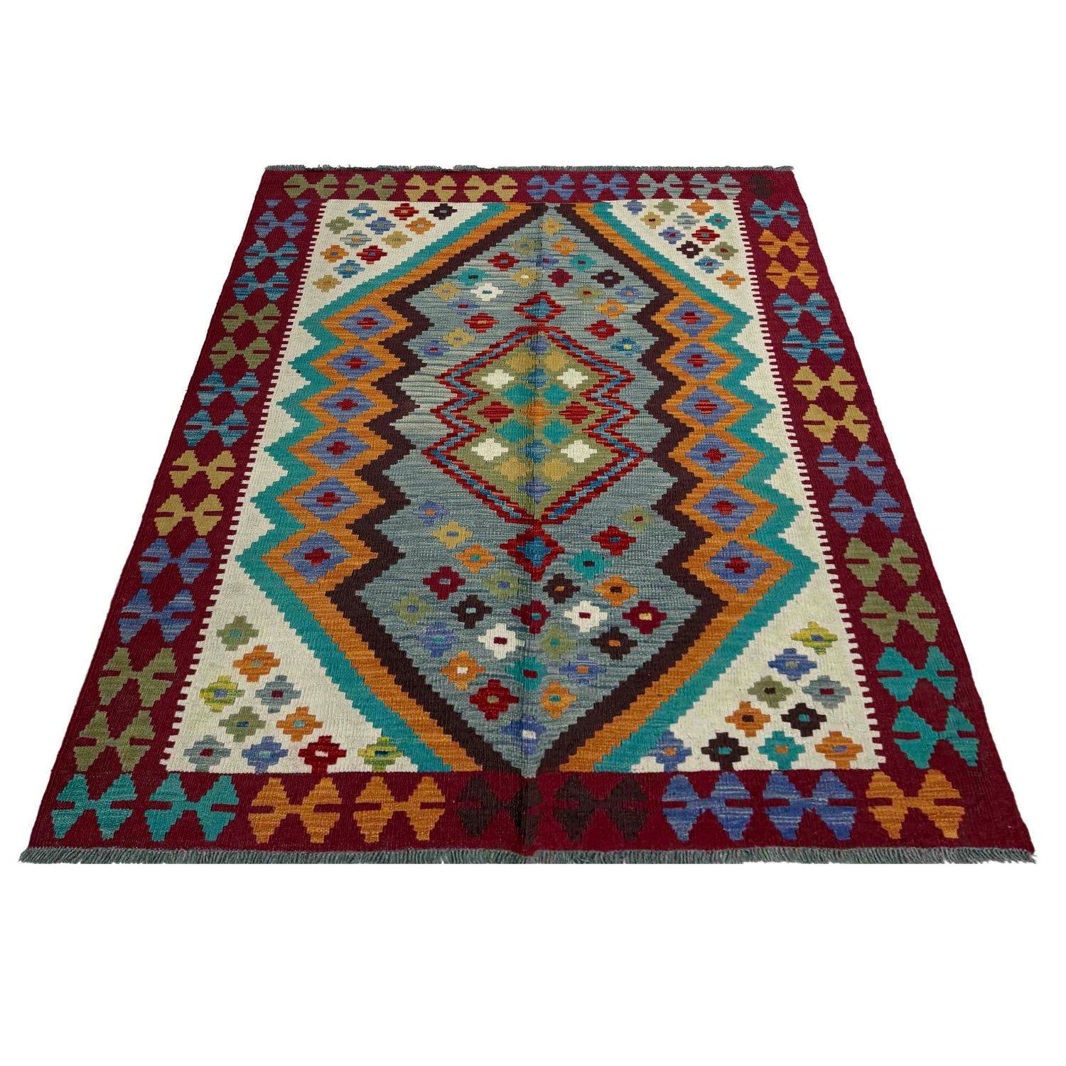 Handmade Vegetable Kilim 4' 4" x 5' 9" (ft) - No. R39650
