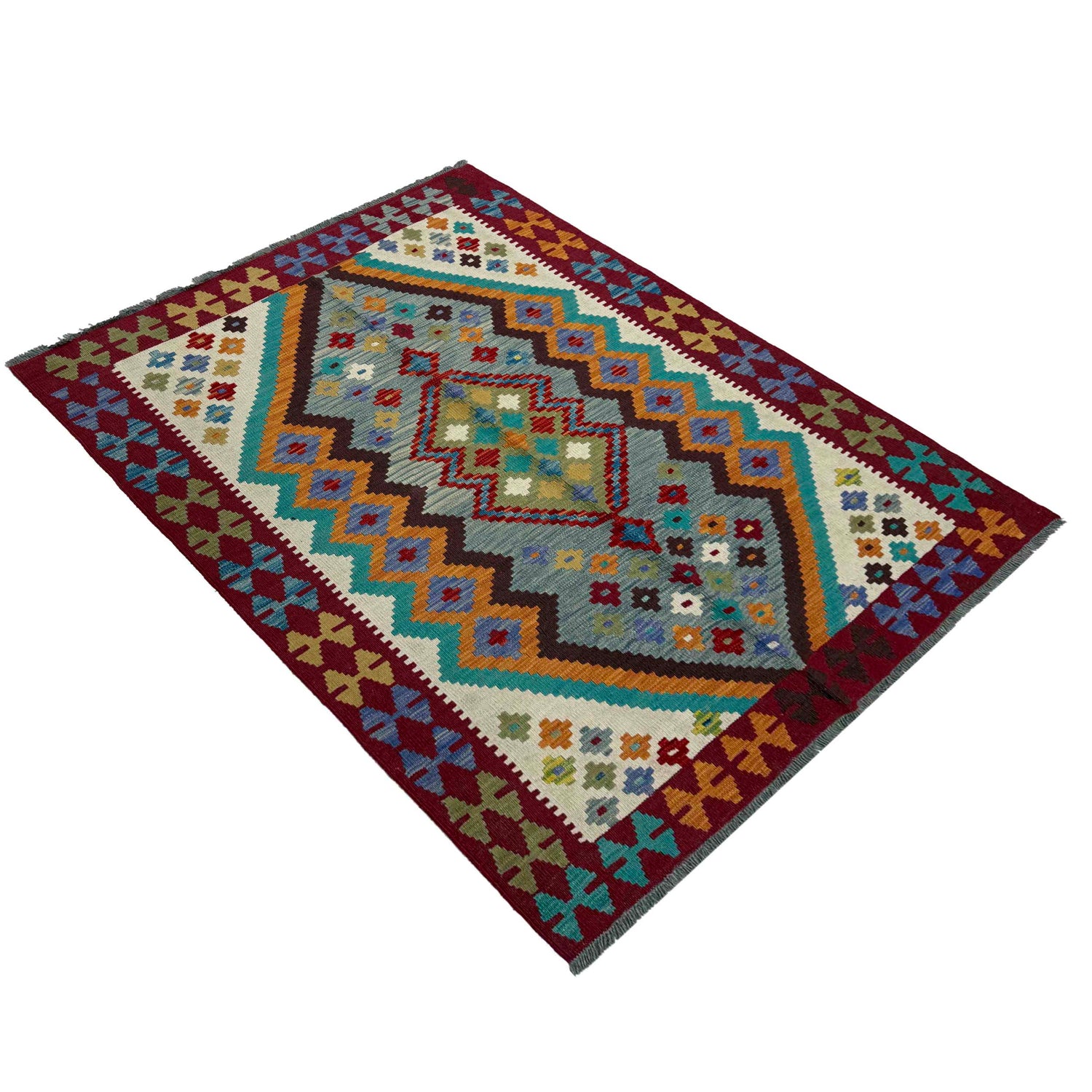 Handmade Vegetable Kilim 4' 4" x 5' 9" (ft) - No. R39650