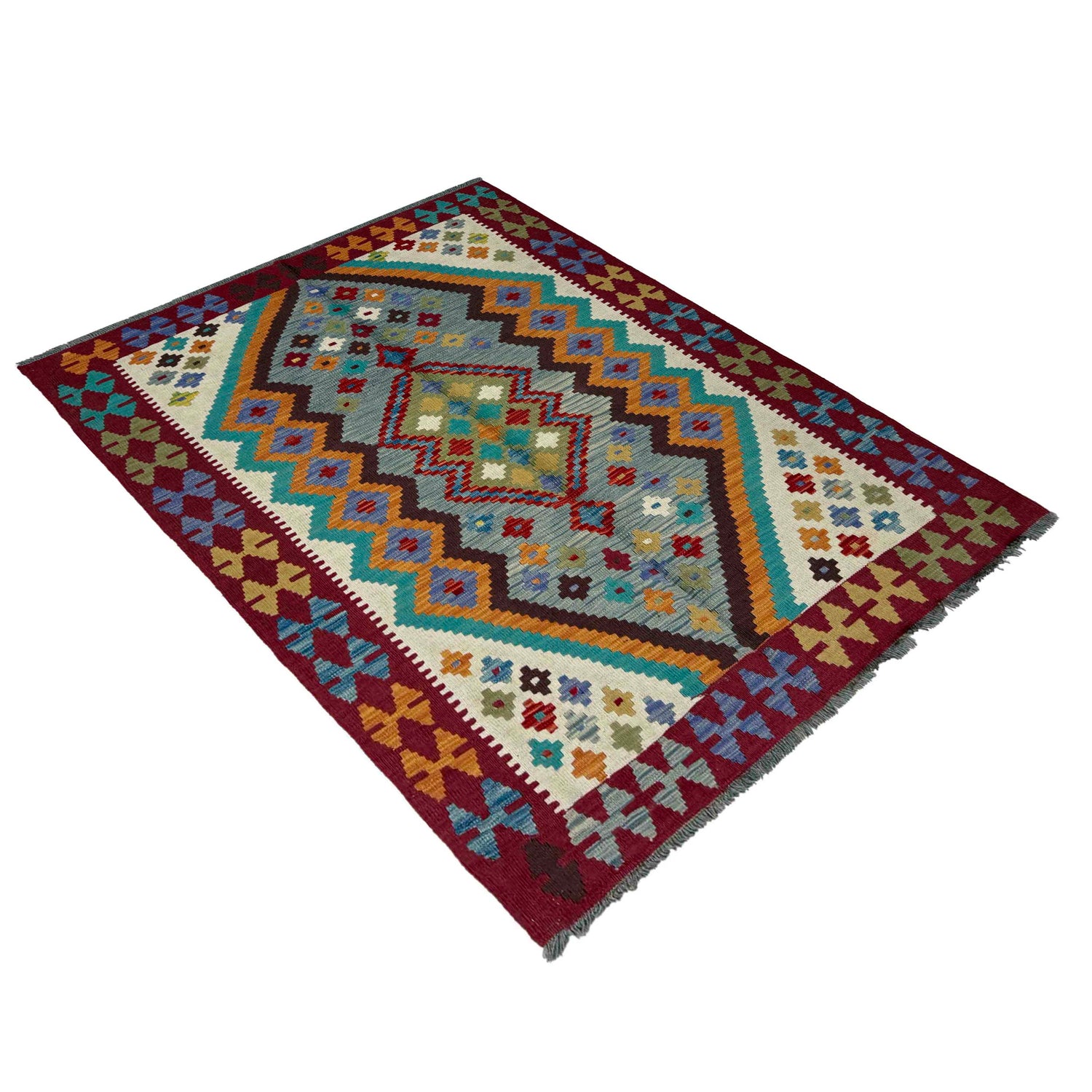 Handmade Vegetable Kilim 4' 4" x 5' 9" (ft) - No. R39650