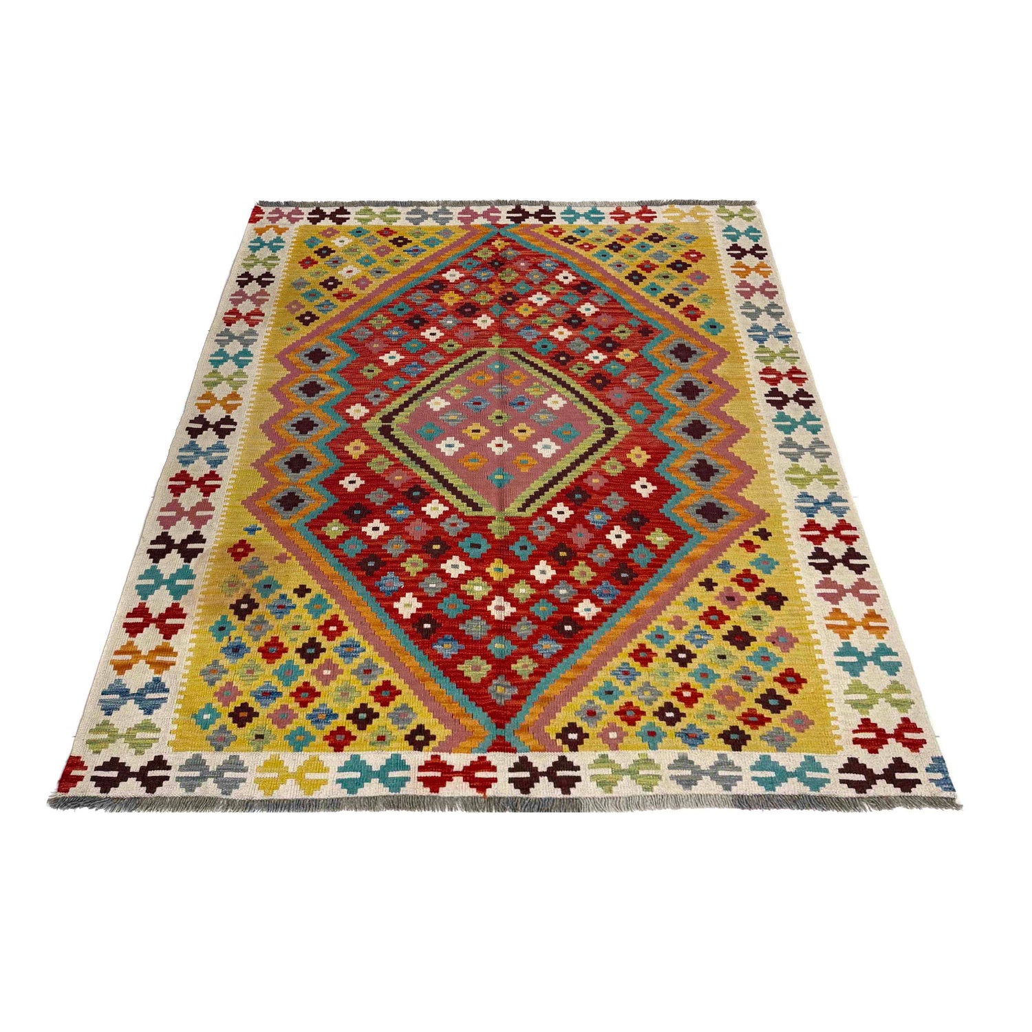Handmade Vegetable Kelim 5' 3" x 6' 4" (ft) - No. R39653