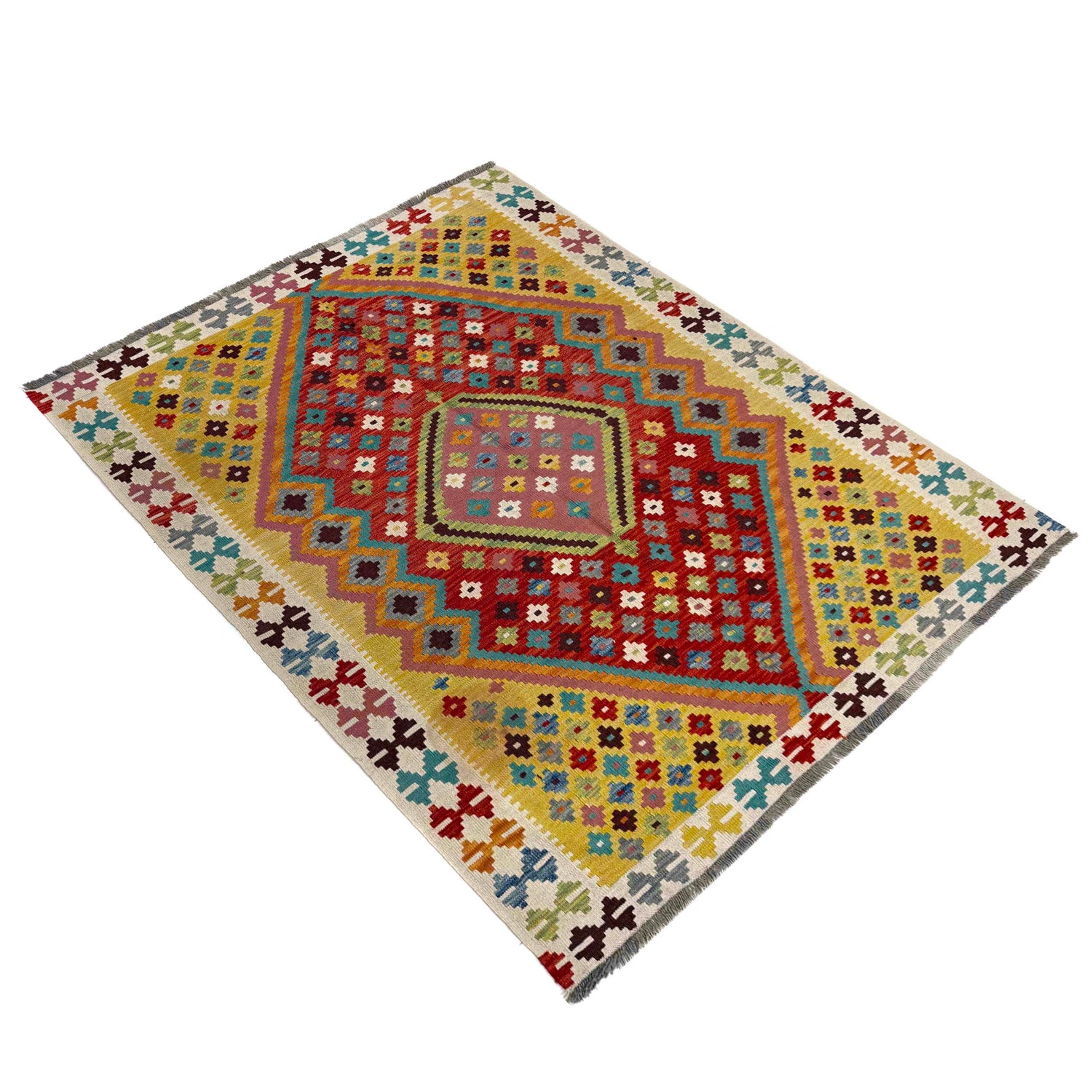 Handmade Vegetable Kelim 5' 3" x 6' 4" (ft) - No. R39653