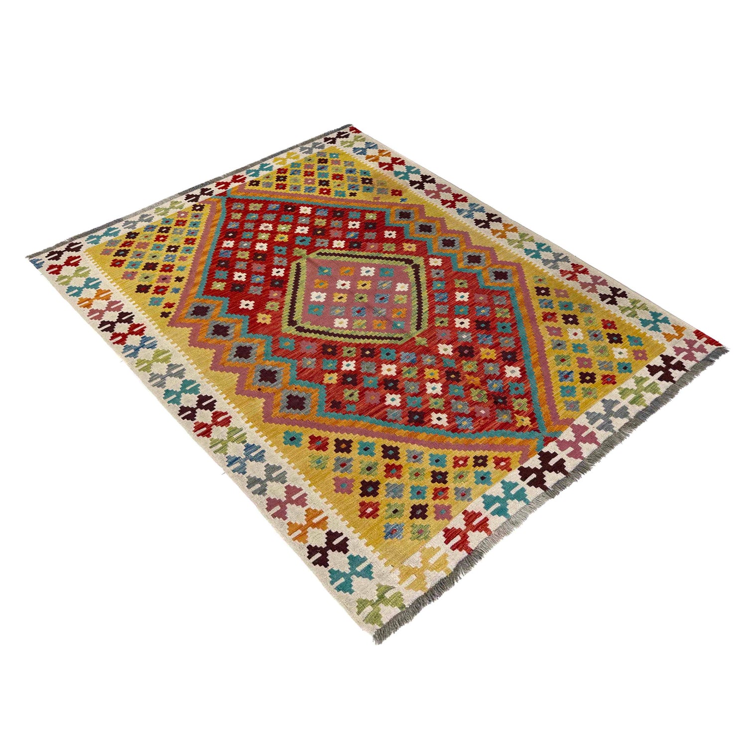Handmade Vegetable Kelim 5' 3" x 6' 4" (ft) - No. R39653