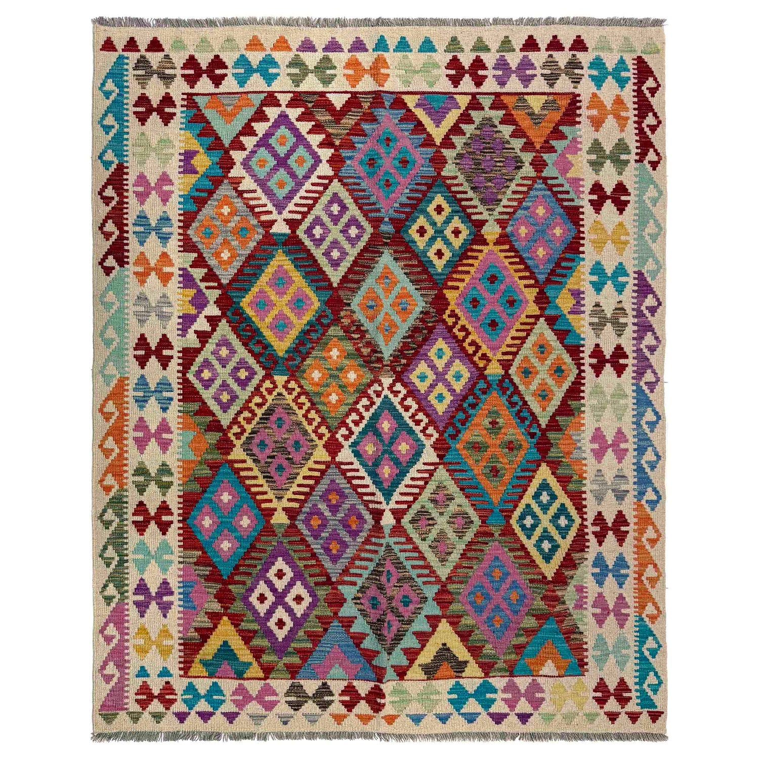 Handmade Vegetable Kilim 5' 1" x 6' 8" (ft) - No. R39654