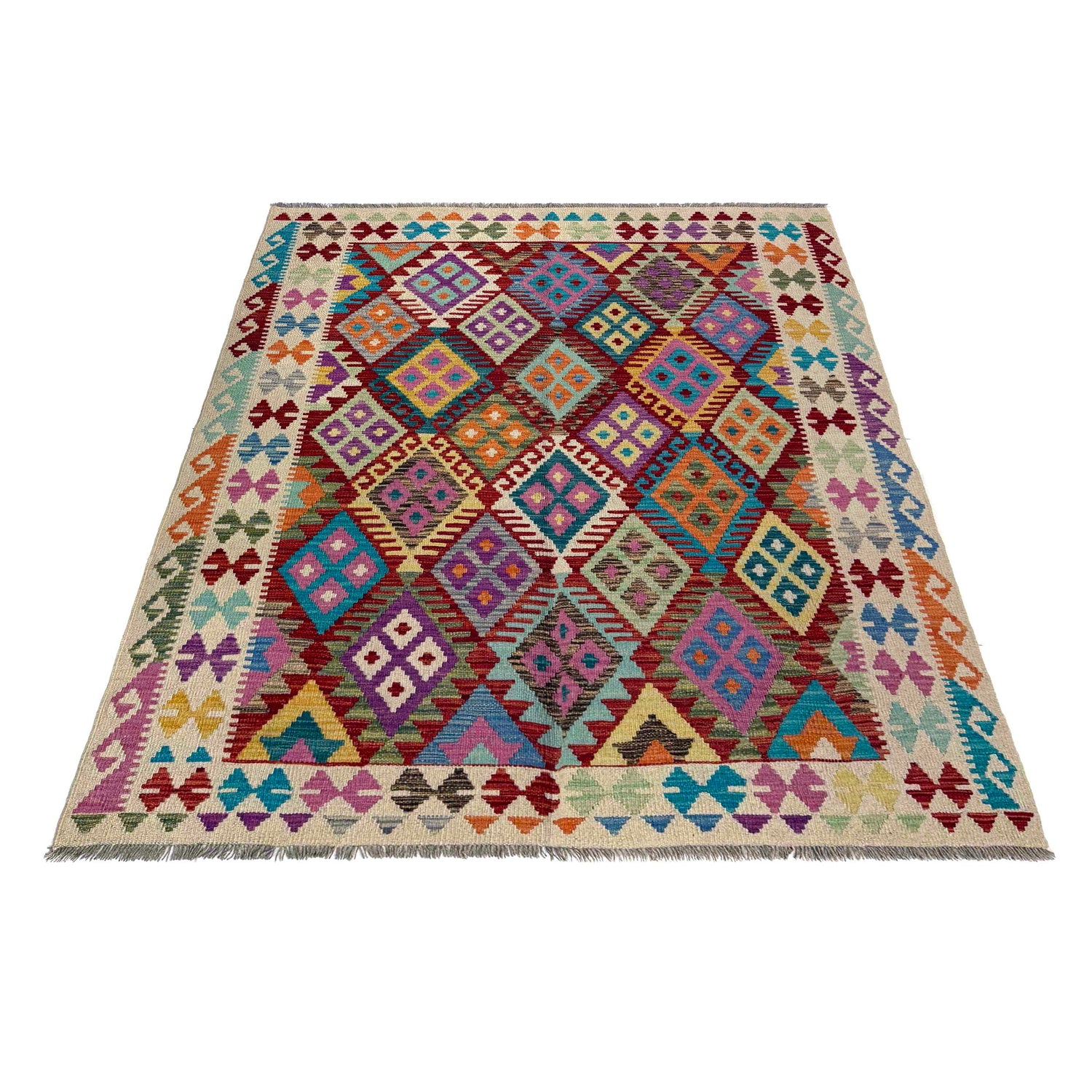 Handmade Vegetable Kilim 5' 1" x 6' 8" (ft) - No. R39654
