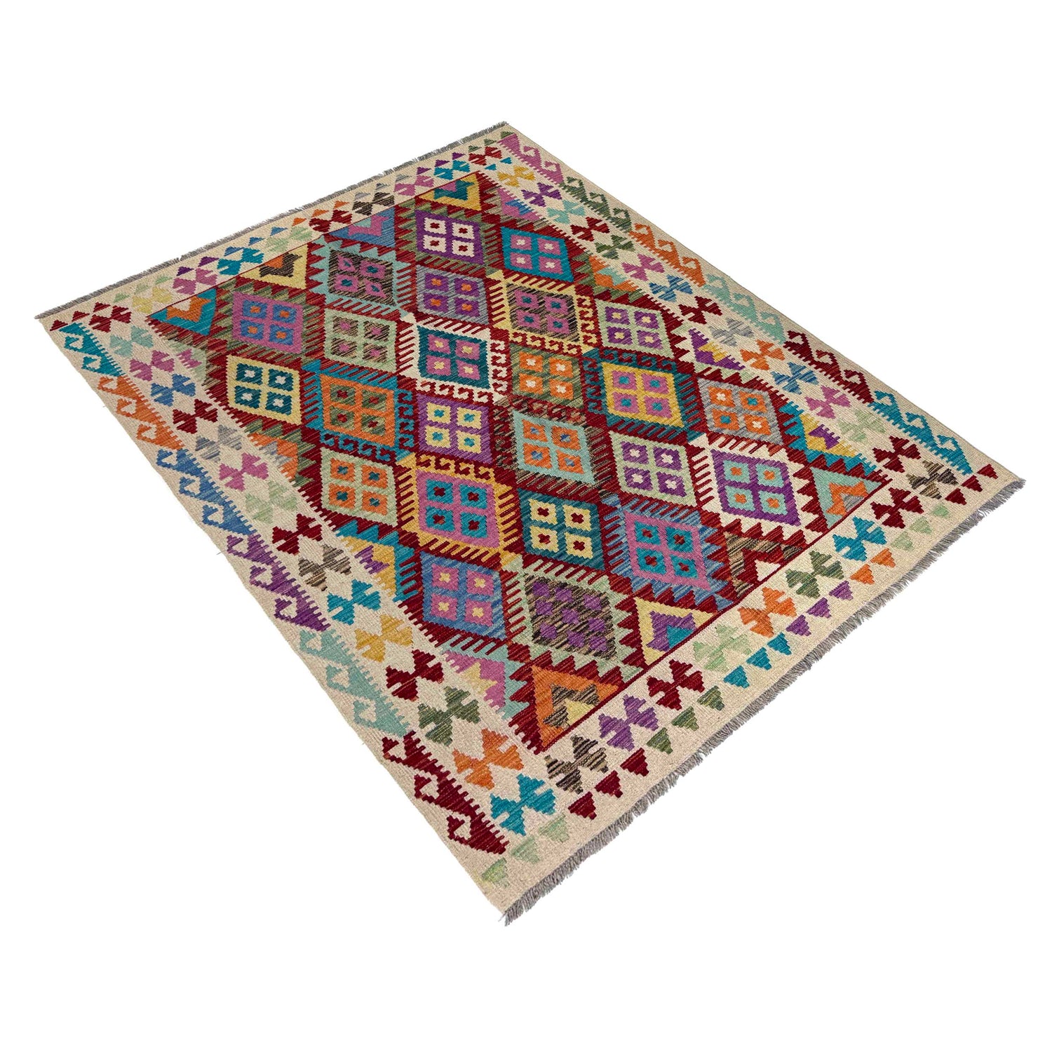 Handmade Vegetable Kilim 5' 1" x 6' 8" (ft) - No. R39654