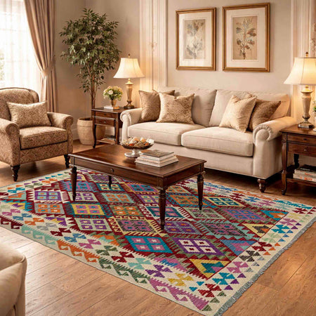 Handmade Vegetable Kilim 5' 1" x 6' 8" (ft) - No. R39654