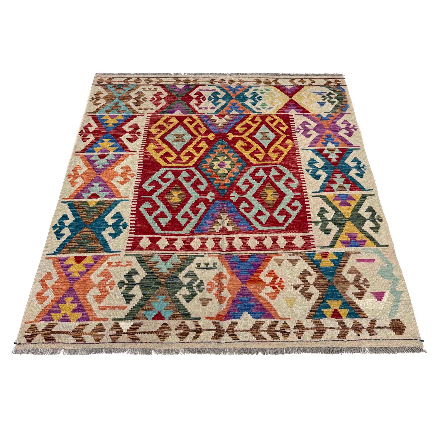 Handmade Vegetable Kelim 5' 2" x 6' 6" (ft) - No. R39655