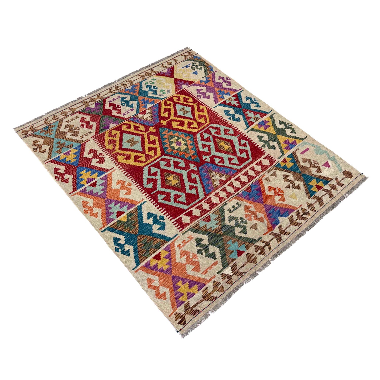 Handmade Vegetable Kelim 5' 2" x 6' 6" (ft) - No. R39655