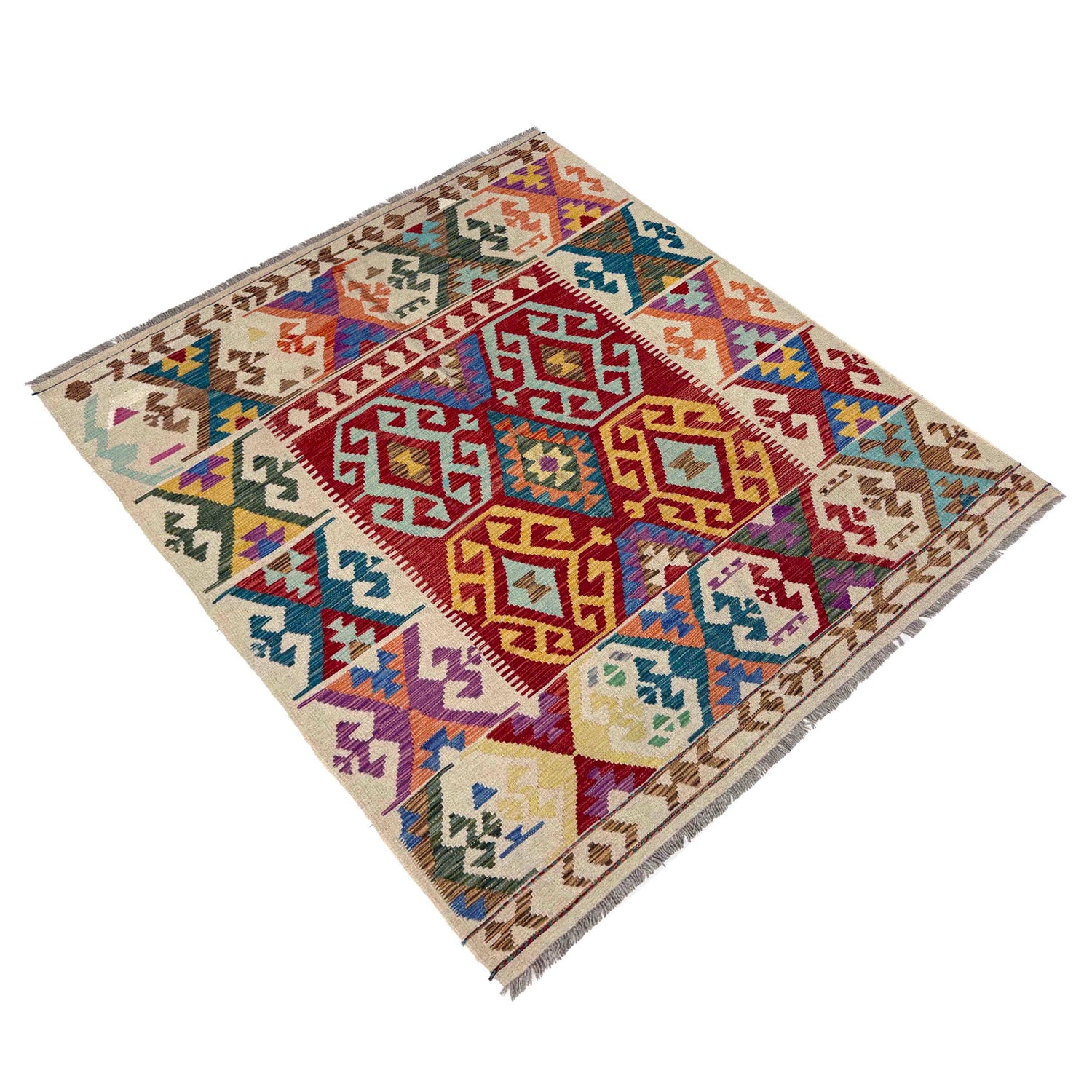 Handmade Vegetable Kelim 5' 2" x 6' 6" (ft) - No. R39655