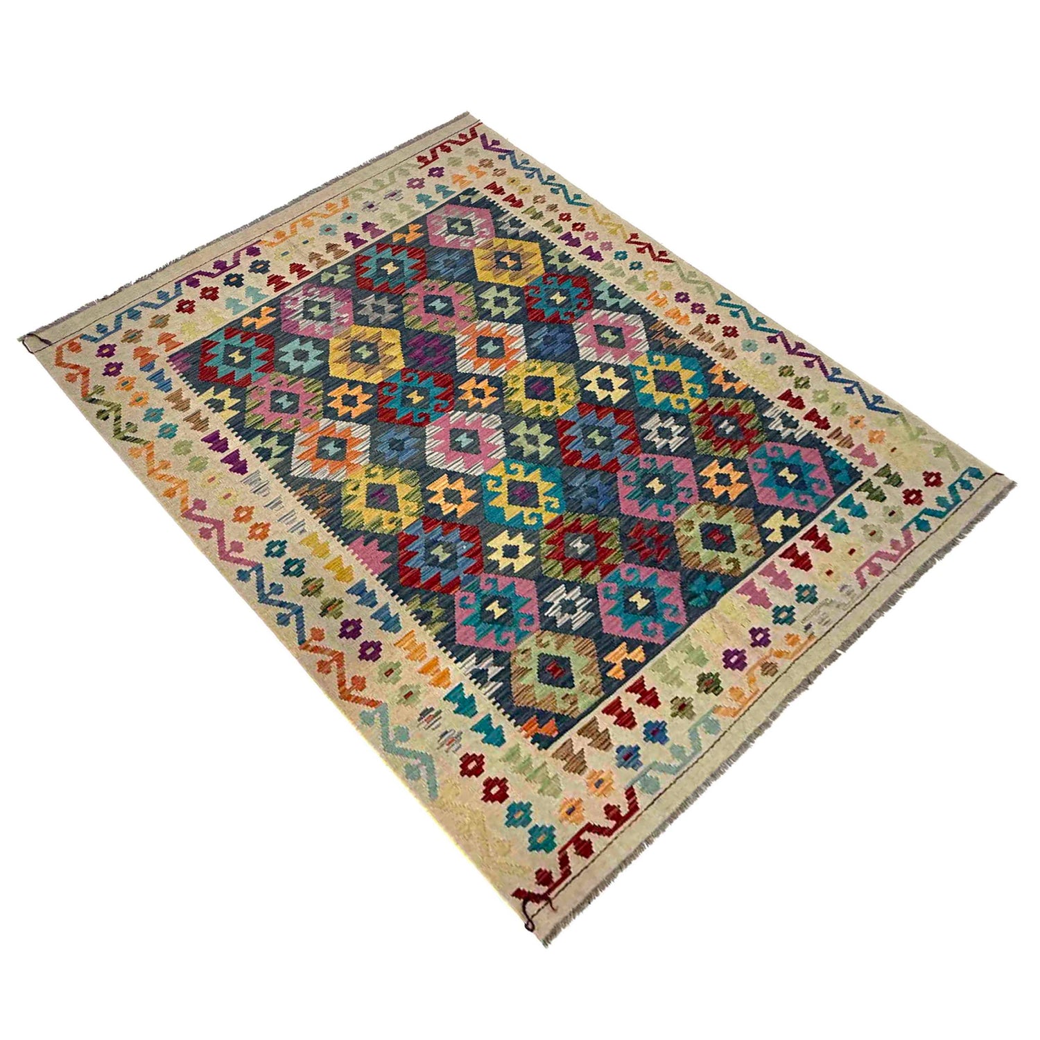 Handmade Vegetable Kelim 5' 10" x 7' 9" (ft) - No. R39660