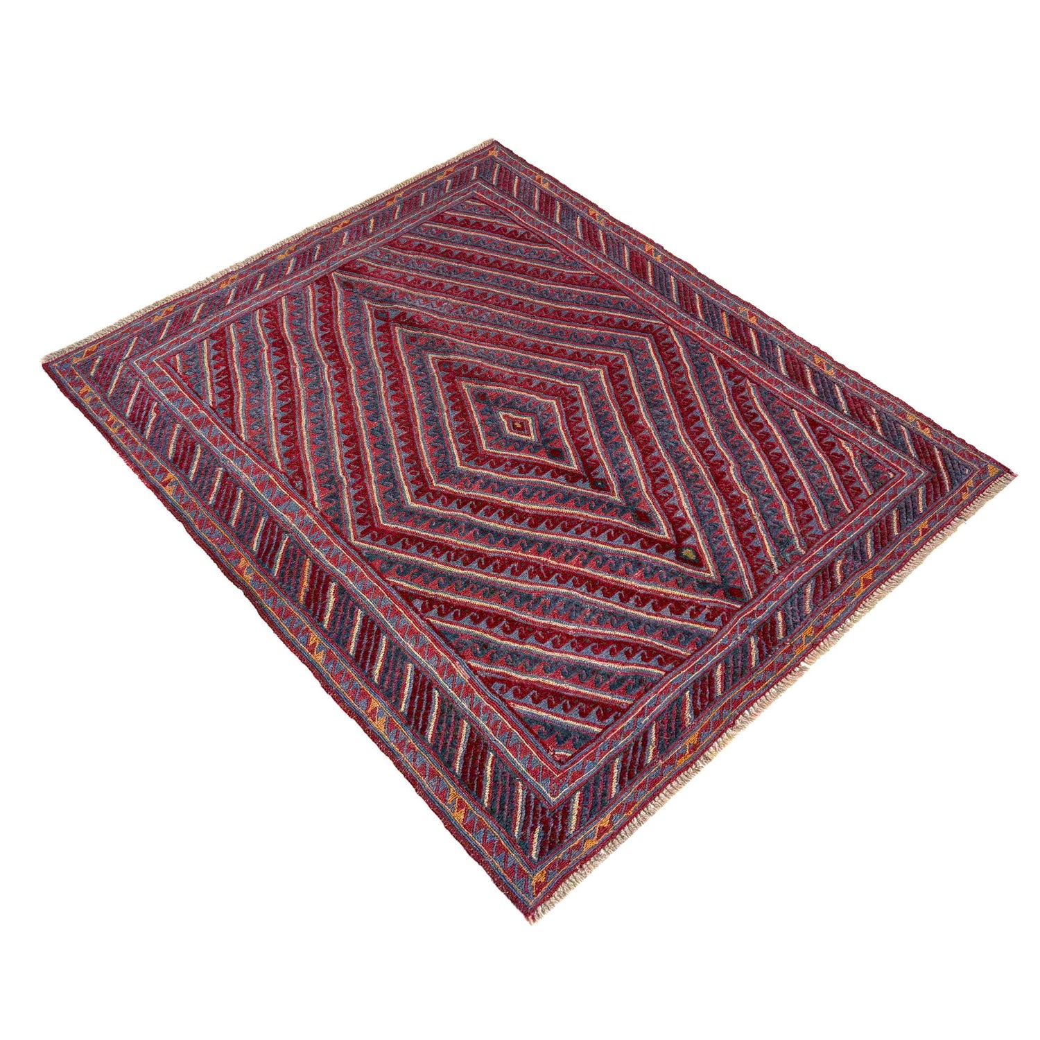 Red Color Mashwani Rug 4' 8" x 5' 10" (ft) - No. R39733
