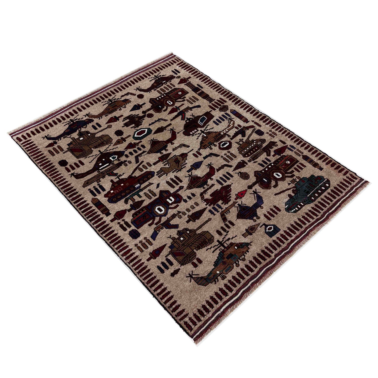 Handmade War Rug 4' 4" x 5' 8" (ft) - No. R39754