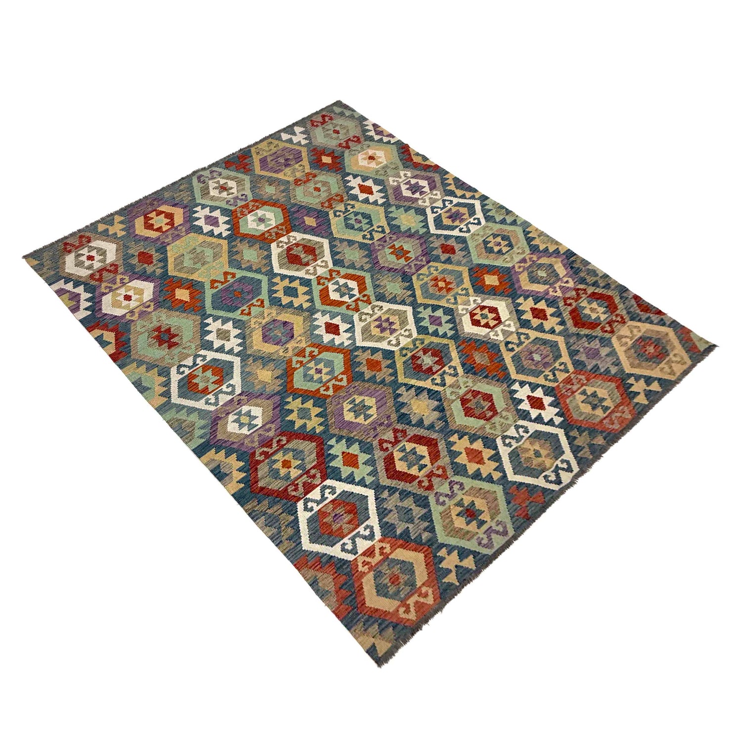 Handmade Vegetable Kilim 6' 11" x 9' 7" (ft) - No. R39758