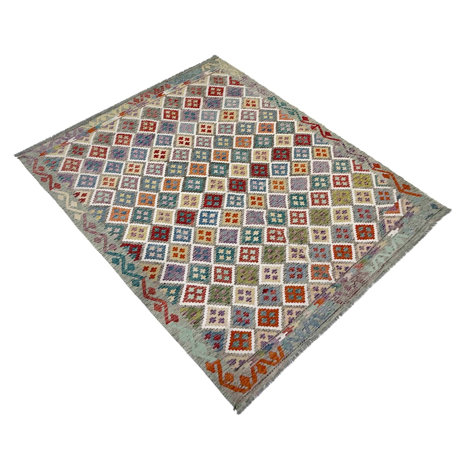 Handmade Vegetable Kelim 7' 1" x 9' 8" (ft) - No. R39760