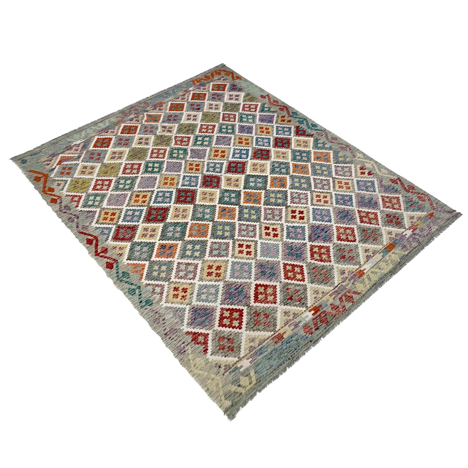 Handmade Vegetable Kelim 7' 1" x 9' 8" (ft) - No. R39760