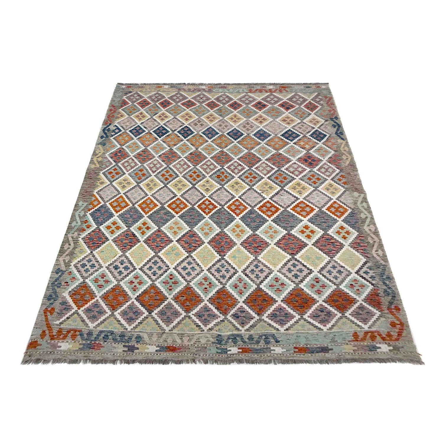 Handmade Vegetable Kilim 6' 10" x 9' 8" (ft) - No. R39761