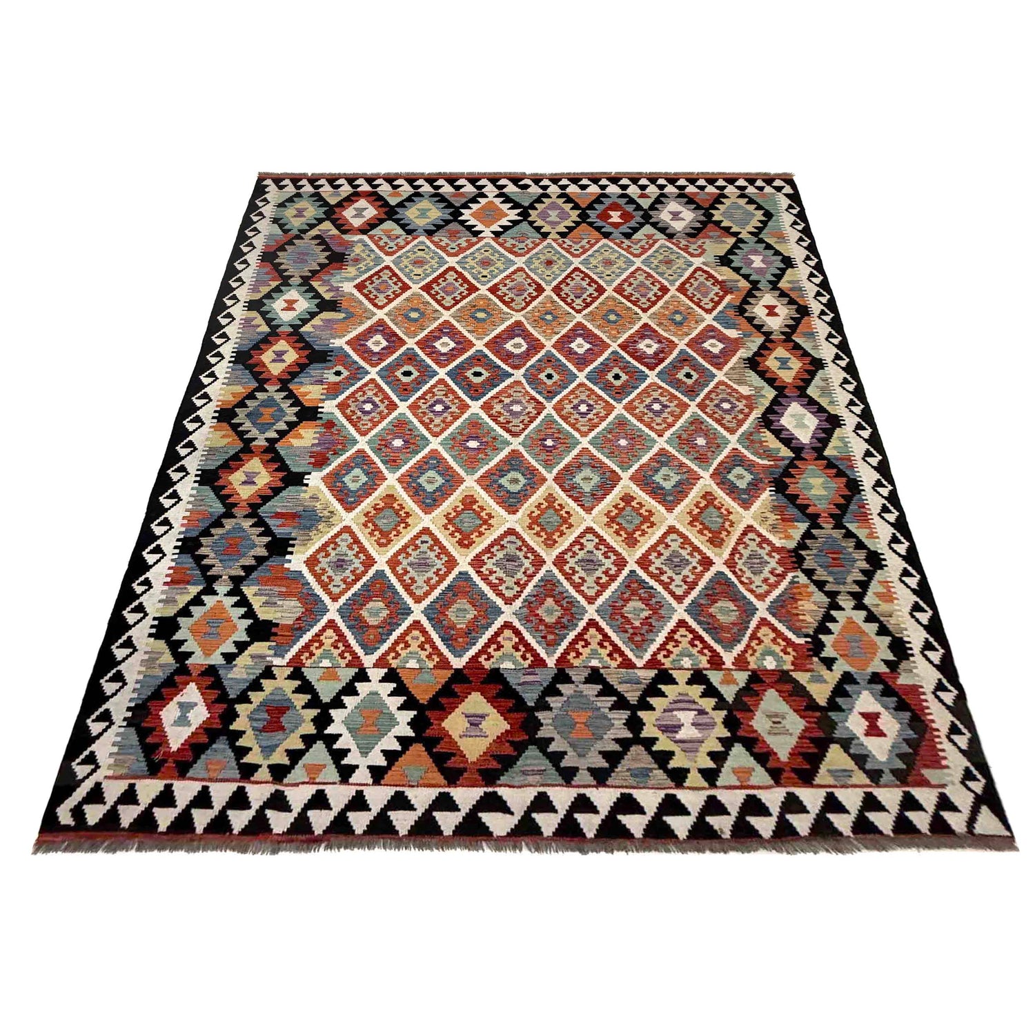 Handmade Vegetable Kelim 6' 8" x 9' 9" (ft) - No. R39767