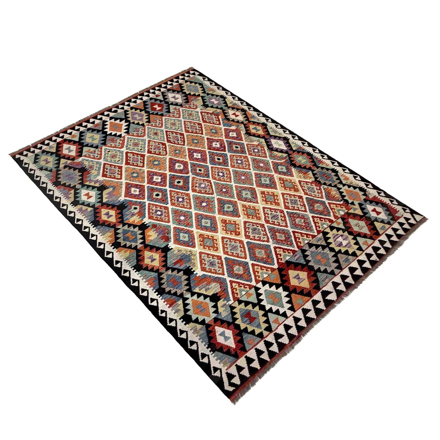 Handmade Vegetable Kelim 6' 8" x 9' 9" (ft) - No. R39767