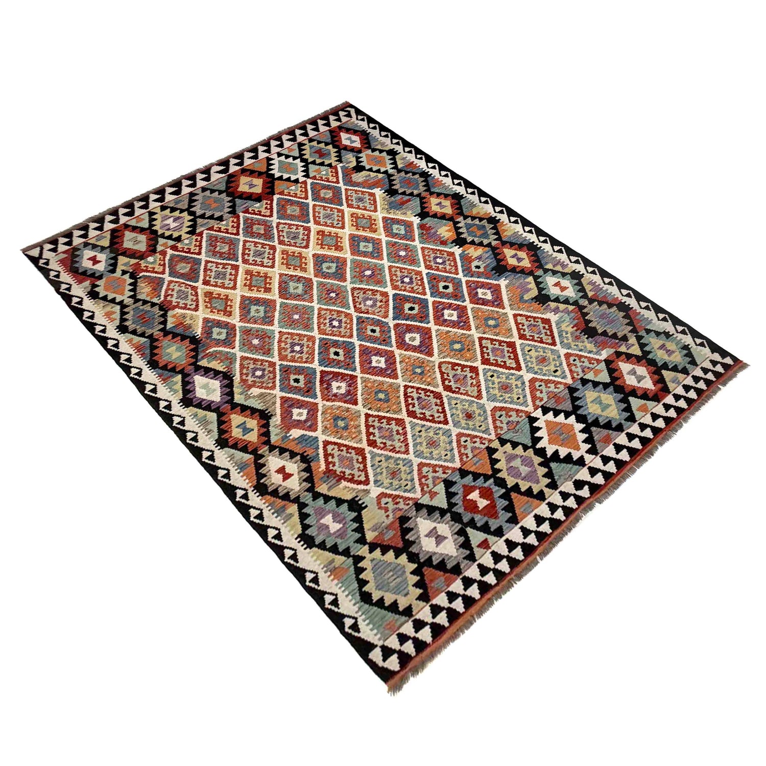 Handmade Vegetable Kelim 6' 8" x 9' 9" (ft) - No. R39767